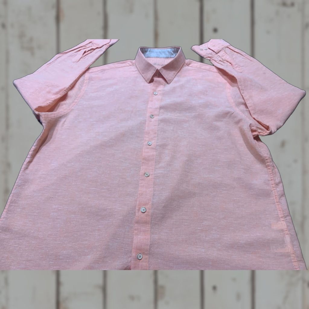 Tasso Elba VINTAGE Tasso Elba Linen Cotton Shirt Men Long Sleeve Large Peach Aloha Button-Up Size US L / EU 52-54 / 3 - 1 Thumbnail