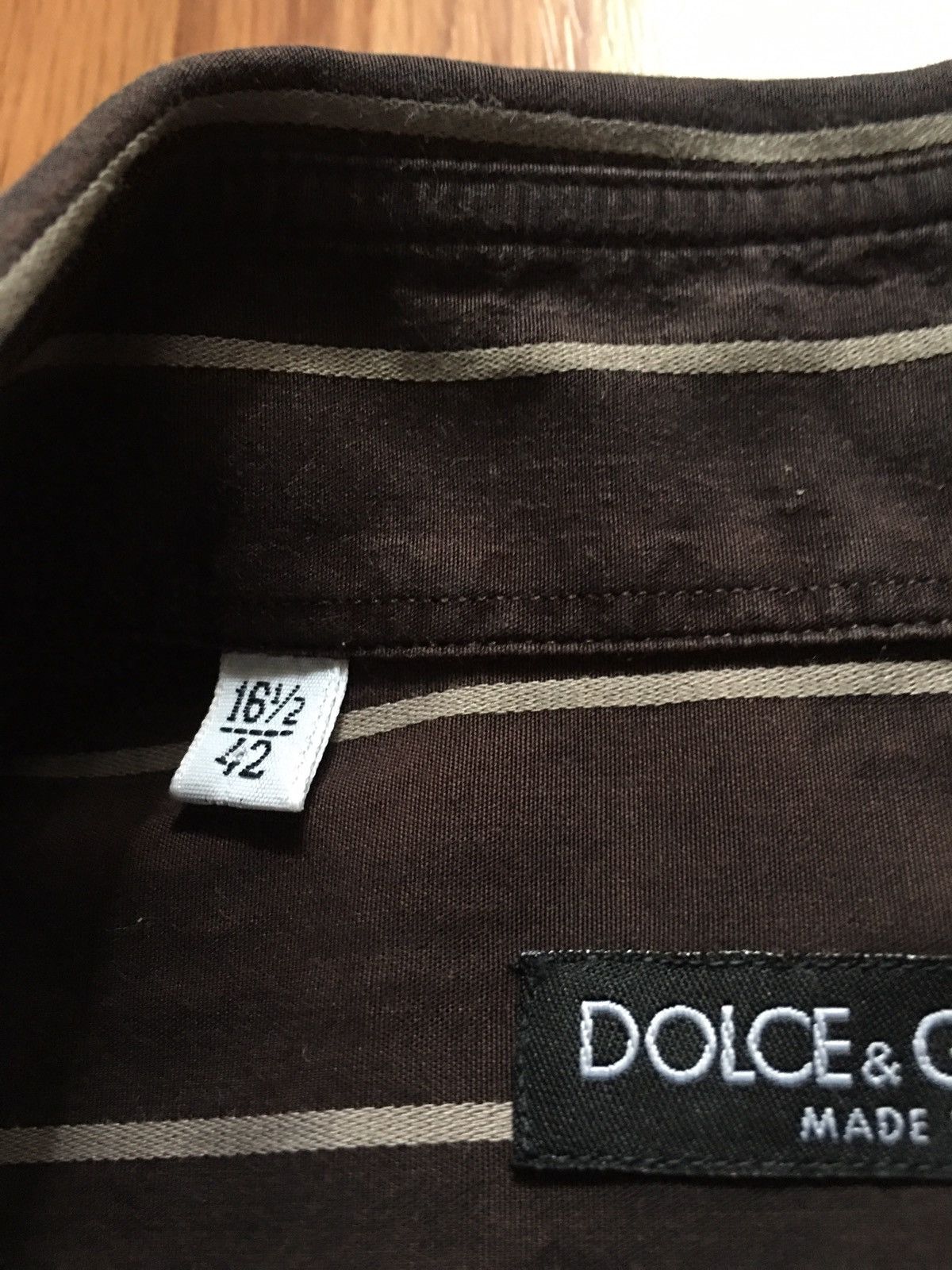 Dolce & Gabbana Dolce & Gabbana Brown Striped Mens Shirt Size 16.5 / 42 Size 42R - 7 Thumbnail