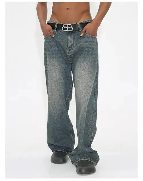 Jean faded washed loose skate baggy jeans Size US 31 - 4 Thumbnail