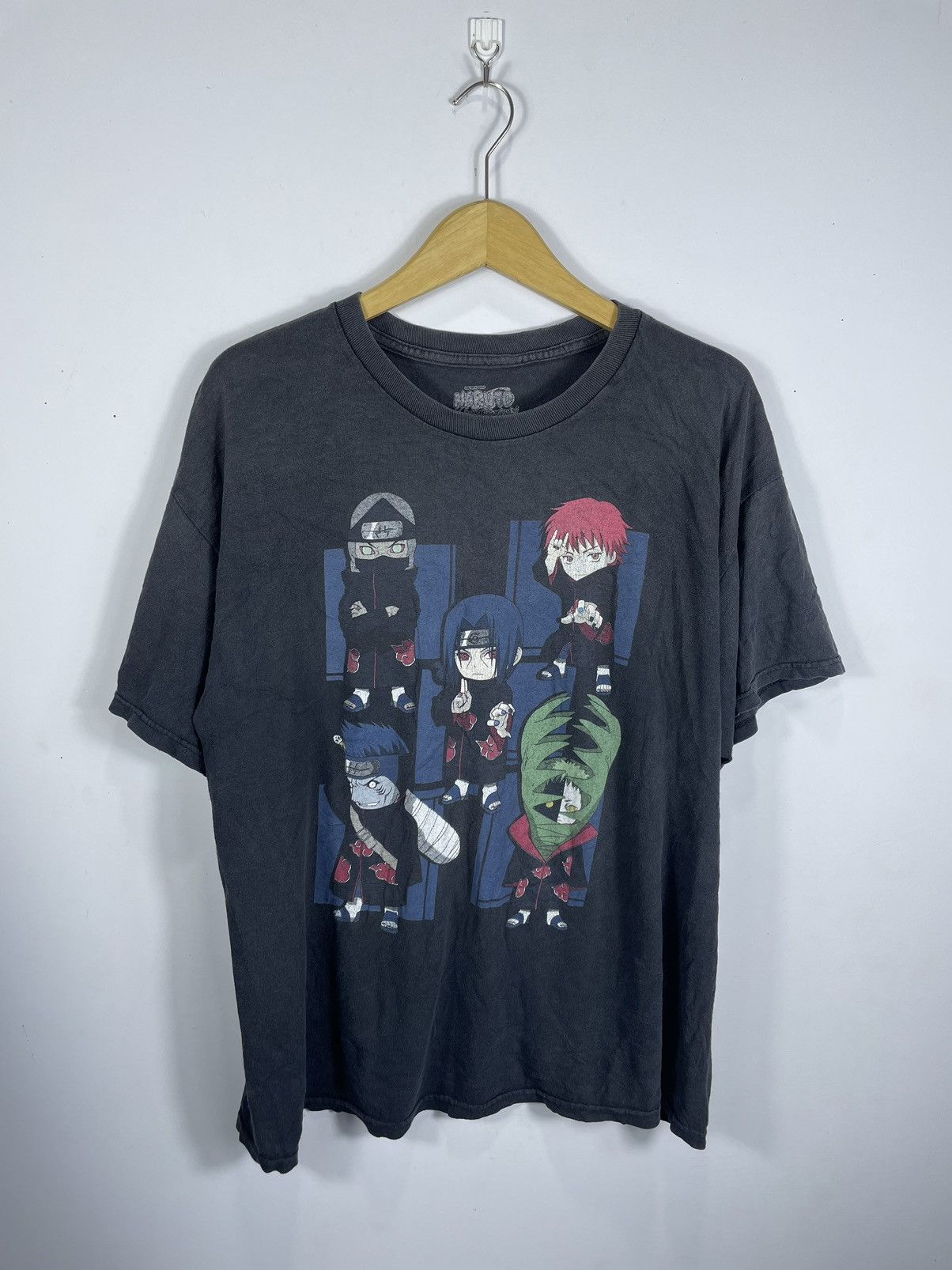 image of Anima Naruto Shippuden Akatsuki Tribute Tshirt Faded Color in Black, Men's (Size XL)