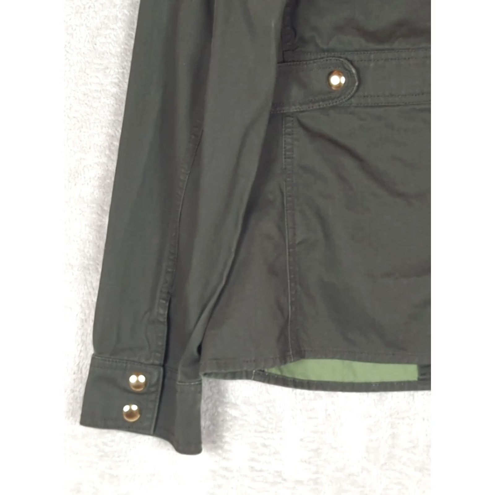 J.Crew VINTAGE J Crew Womens L Boyfriend Field Jacket Twill Utility Zip Snaps streetwear green Size L / US 10 / IT 46 - 4 Thumbnail