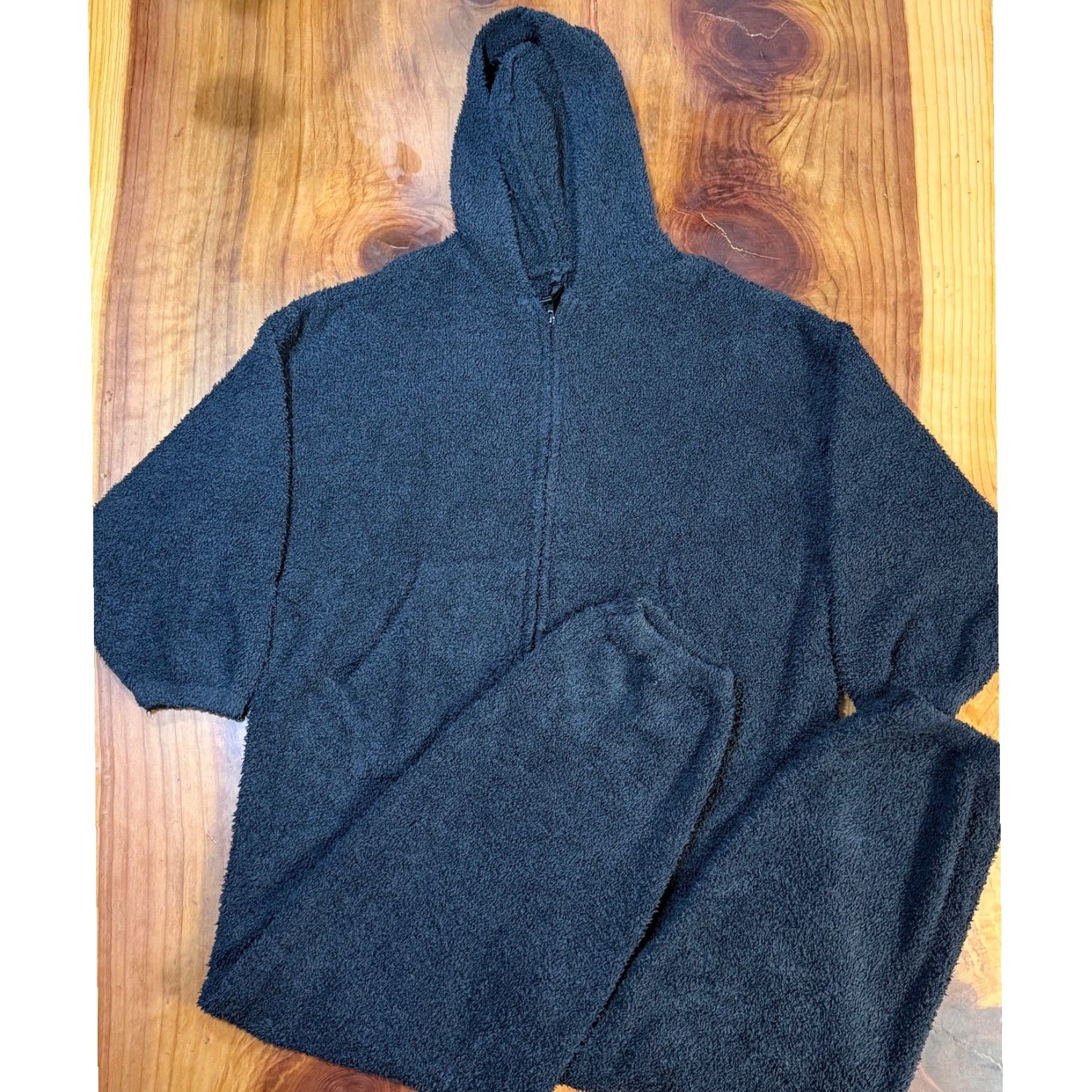 SKIMS SKIMS Jumpsuit Womens 5XL Plus Fleece Hooded Zip Crew Neck Long Sleeve Solid Black Size 40" / US 18 - 2 Thumbnail