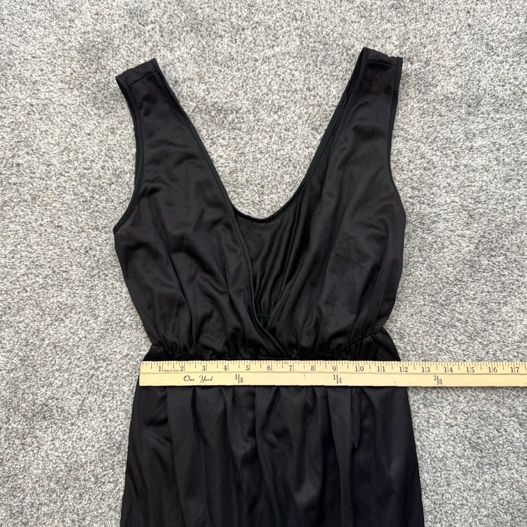 Vintage VINTAGE 80s Slip Dress Size M Nylon Boudoir Dark Romantic Goth Witchy Vamp Noir Dress Long Black Nylon Slips Women Size M / US 6-8 / IT 42-44 - 2 Thumbnail