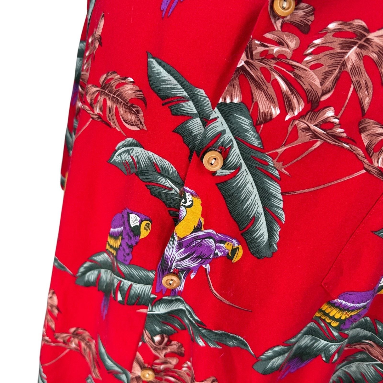 Paradise Found Paradise Found Hawaiian Shirt Mens 2XL Jungle Bird Red Rayon Size US XXL / EU 58 / 5 - 3 Thumbnail