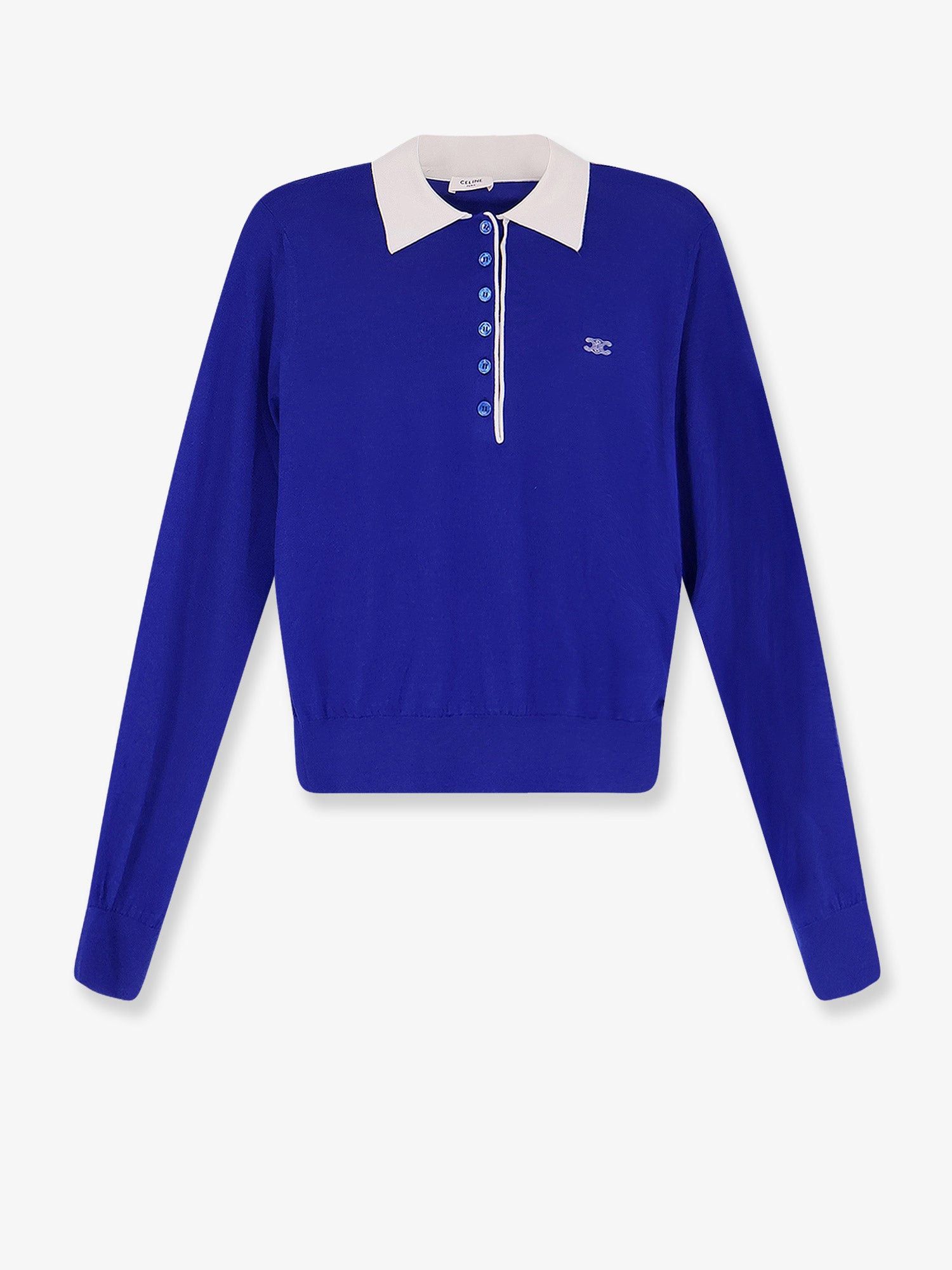 Celine Celine Cashmere and silk polo shirt with logo embroidery on the front Tag Size S Women - USA Tariffs Included Size S / US 4 / IT 40 - 1 Thumbnail