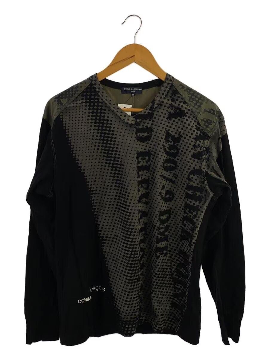 Pre-owned Comme Des Garcons X Comme Des Garcons Homme Reconstructed Script Print Long Sleeve Tee In Black