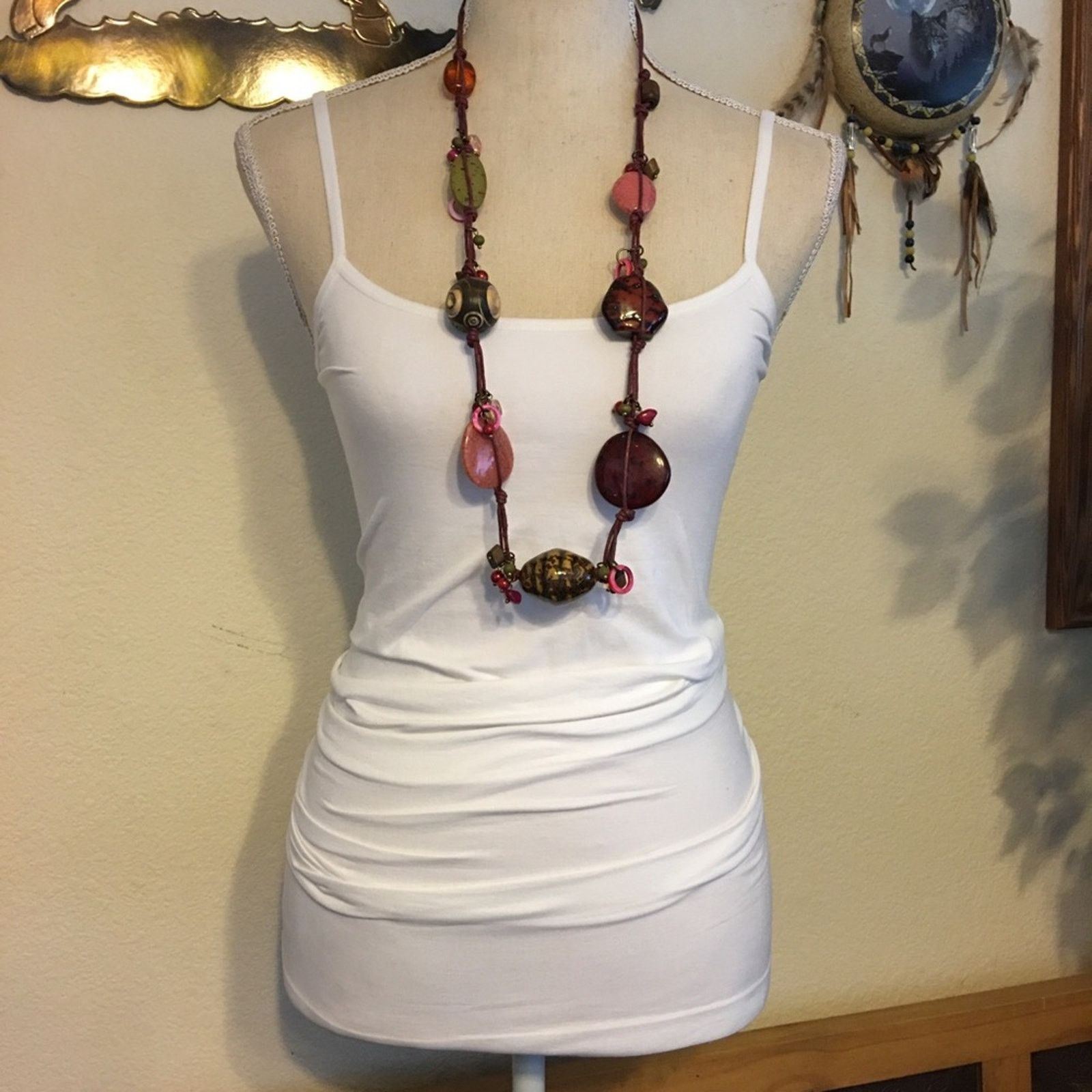 Vintage Vintage large ceramic & wood bead necklace Size ONE SIZE - 4 Thumbnail