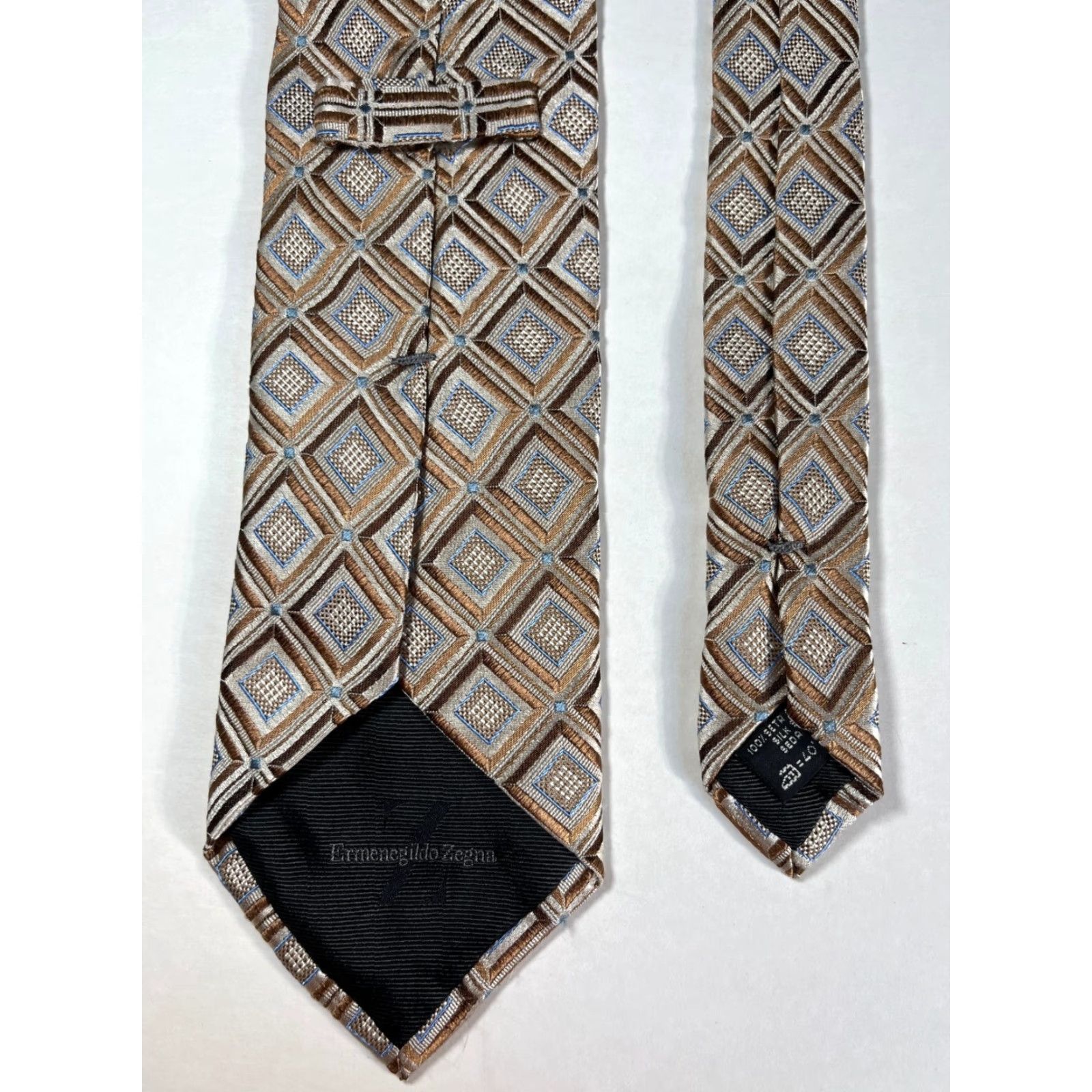 Ermenegildo Zegna Ermenegildo Zegna Men's Tie Geometric Woven Silk Made in Italy - Multicolor, Long Wide 60.5" 3 7/8" Pre-owned Luxury Designer Men’s Silk Necktie Size ONE SIZE - 6 Thumbnail