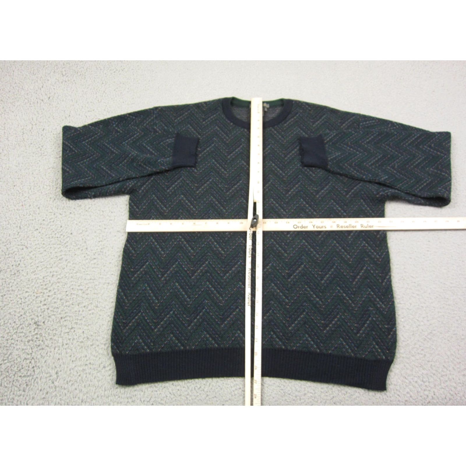 Vintage VINTAGE Library Sweater Mens L Green Chevron Wool Blend Pullover 90s Knit Crew Neck Long Sleeve Size US L / EU 52-54 / 3 - 5 Thumbnail
