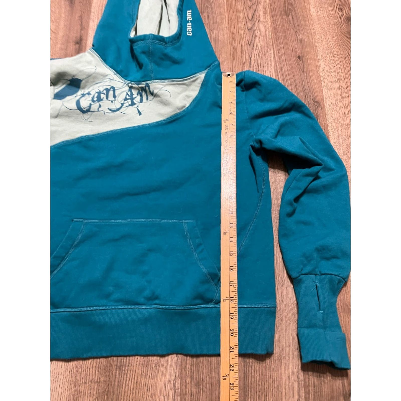 Vintage BRP Hoodie Womens Large Green Blue Pullover Long Sleeve CAN-AM Shirt Casual Fall Spring Summer Modern Regular Mens? Size L / US 10 / IT 46 - 6 Thumbnail