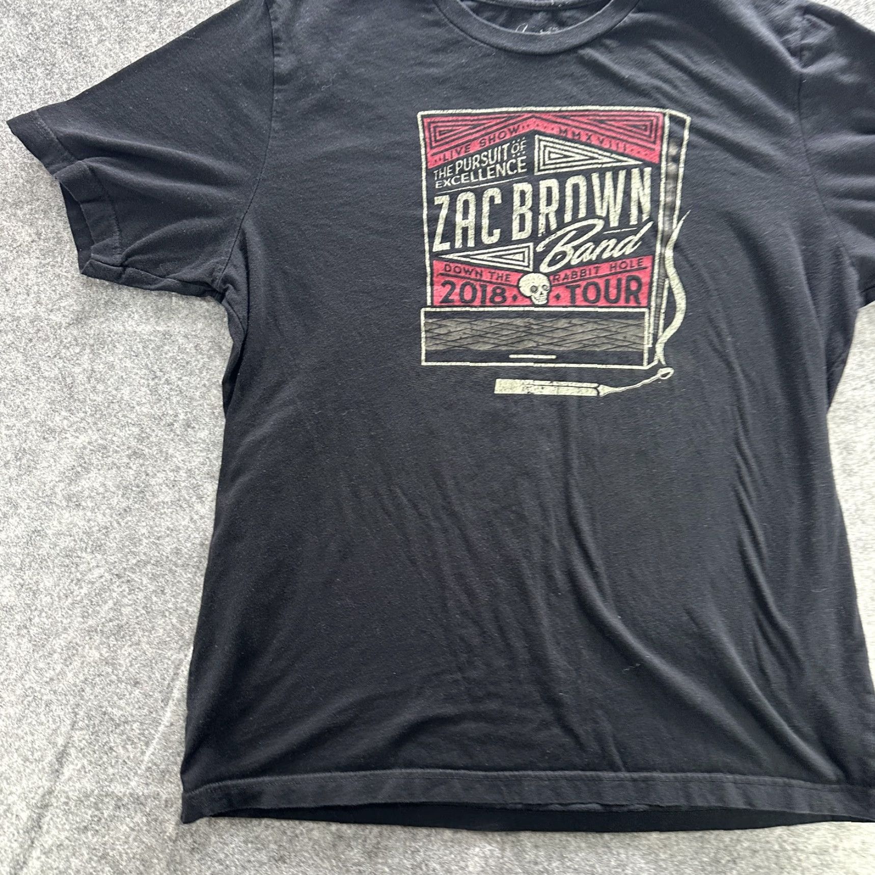 Vintage Zac Brown Band Shirt Mens XL Black 2018 Down The Rabbit Hole Tour Concert Tee Shirt Mens XL Black Graphic Print Zac Brown Band Tour 2018 Womens/Mens? Size US XL / EU 56 / 4 - 3 Thumbnail