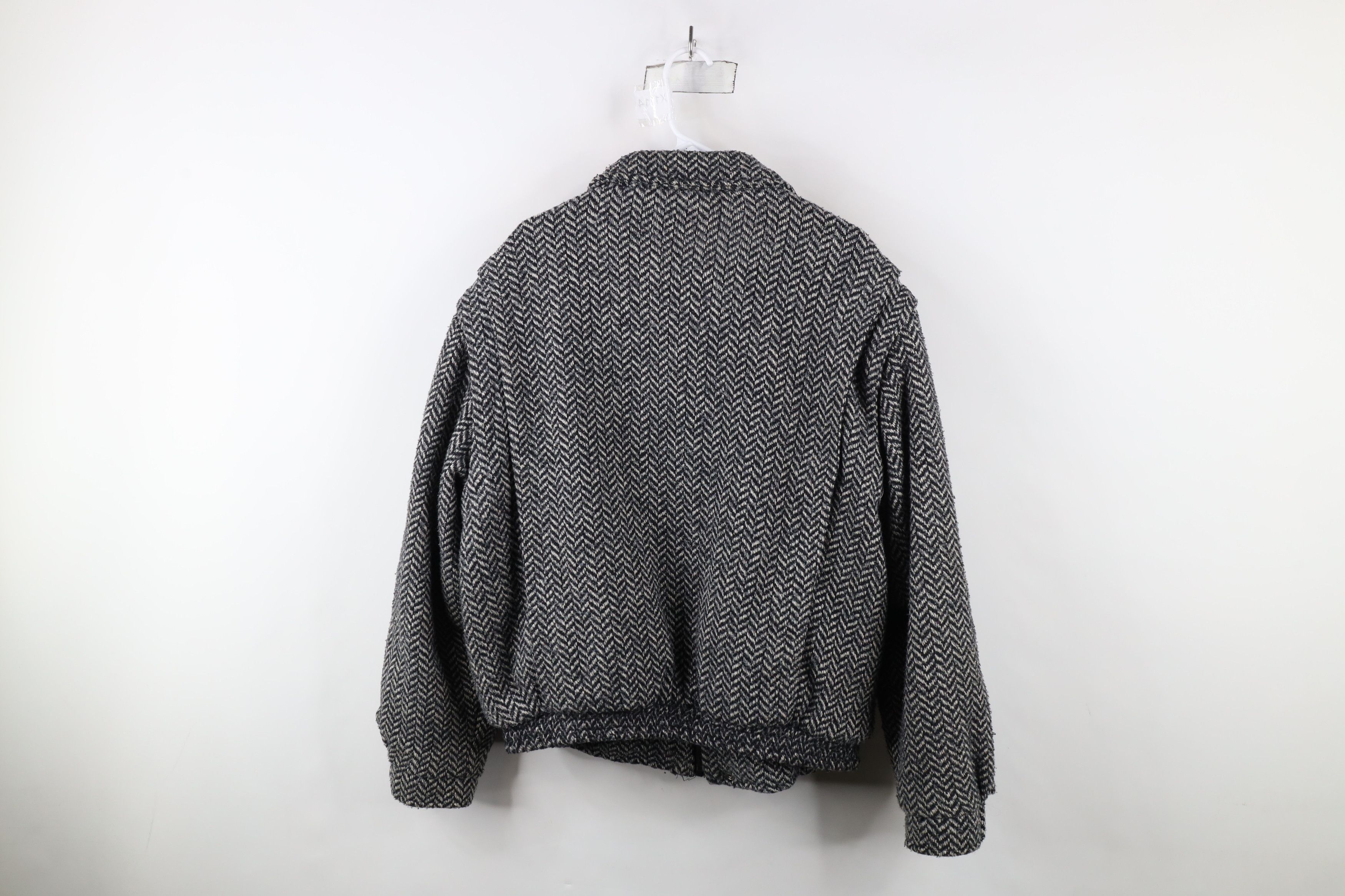 Vintage Vintage 90s Streetwear Blend Herringbone Tweed Bomber Jacket Size US L / EU 52-54 / 3 - 13 Thumbnail