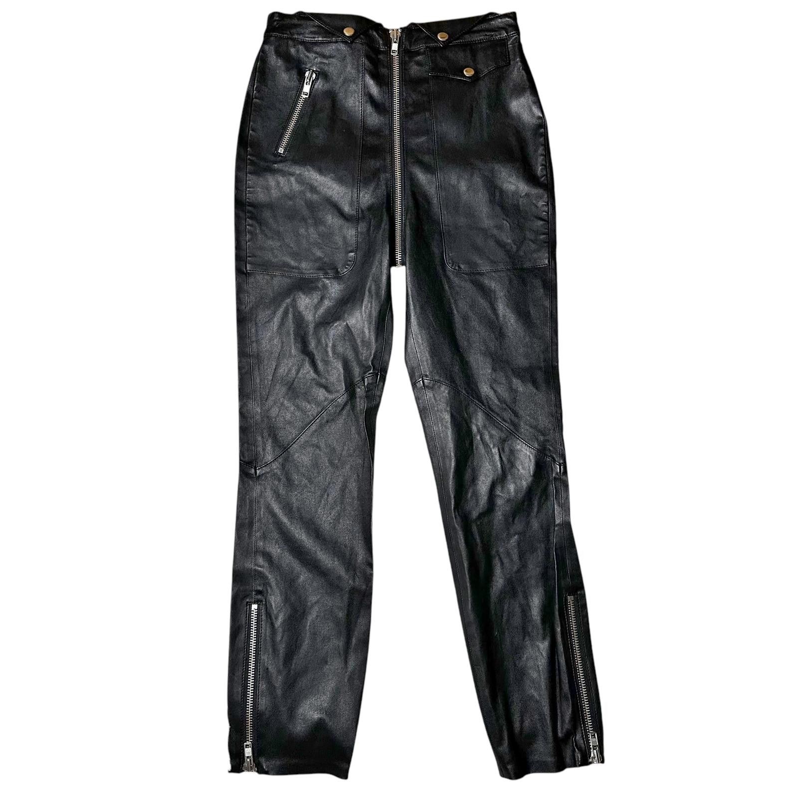 REVOLVE NEW Revolve Straight Leg Leather Moto Pants Women’s 4/6 Size 28" / US 6 / IT 42 - 1 Thumbnail
