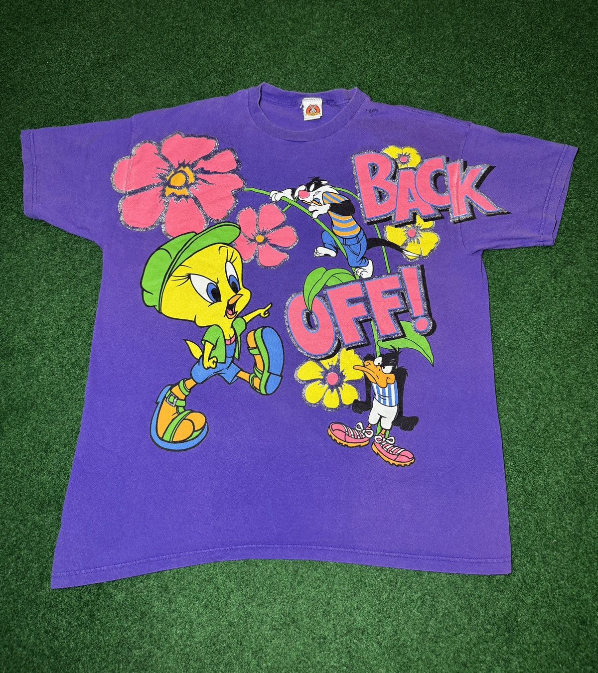 Vintage × Warner Bros Vtg 90s Looney Tunes Back Off Tweety Bird Aop T Shirt Size US XL / EU 56 / 4 - 1 Thumbnail