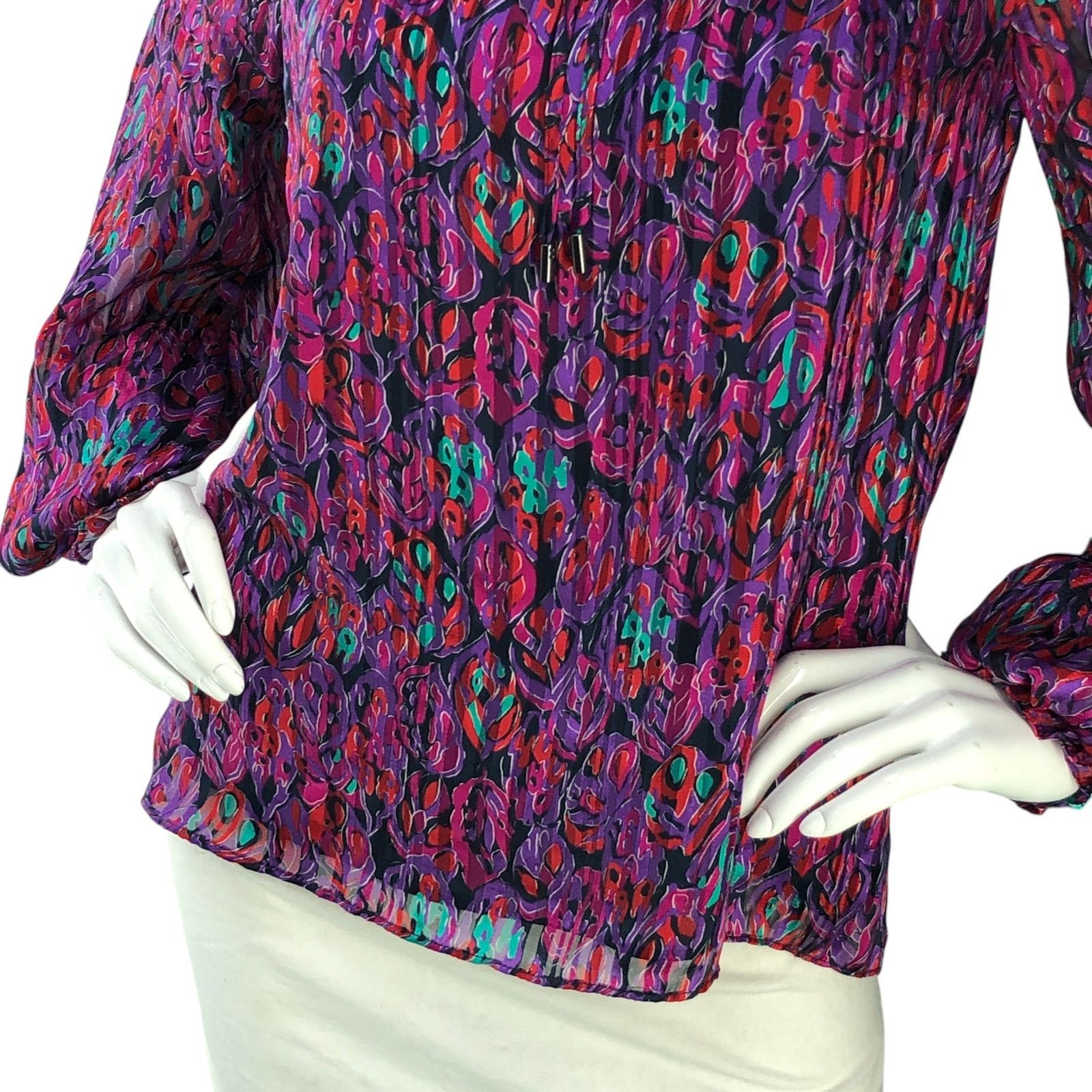 Ramy Brook Ramy Brook Sz S Top Luanne Leaf Stripe Print Ruffled Keyhole Size S / US 4 / IT 40 - 3 Thumbnail