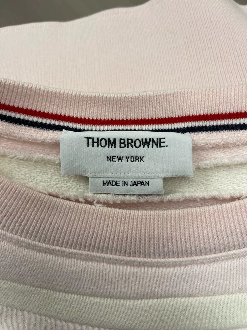 Thom Browne Thom browne Size 00 Light pink white striped round-neck sw Size XXS / US 00 / IT 34 - 6 Thumbnail