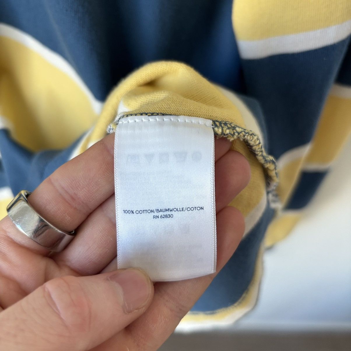 Lands' End Vintage Polo Rugby Shirt Blue Yellow Striped Y2K 90s Size US L / EU 52-54 / 3 - 8 Thumbnail