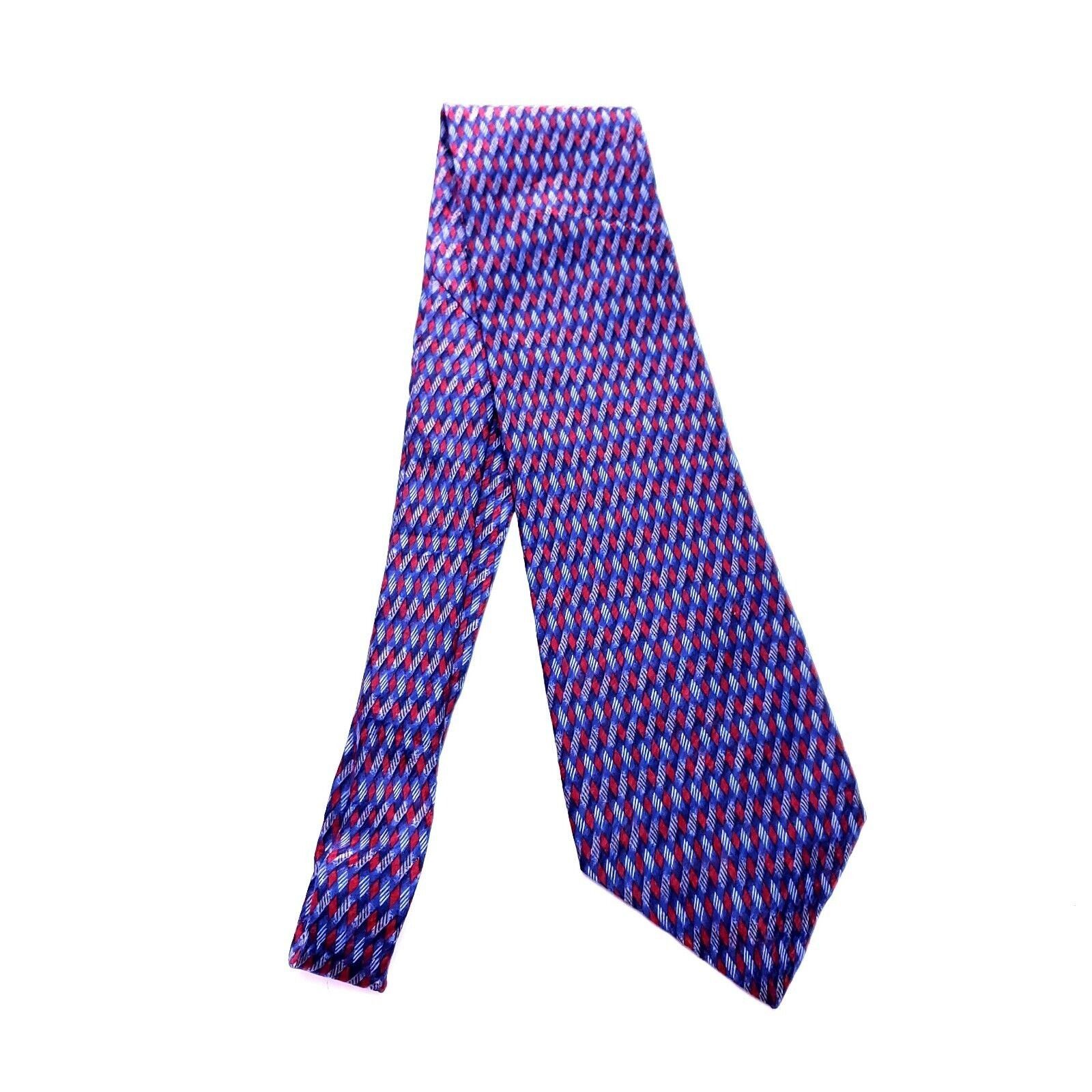 Calvin Klein Calvin Klein Silk Tie Blue Red Print Geometric Size ONE SIZE - 6 Thumbnail