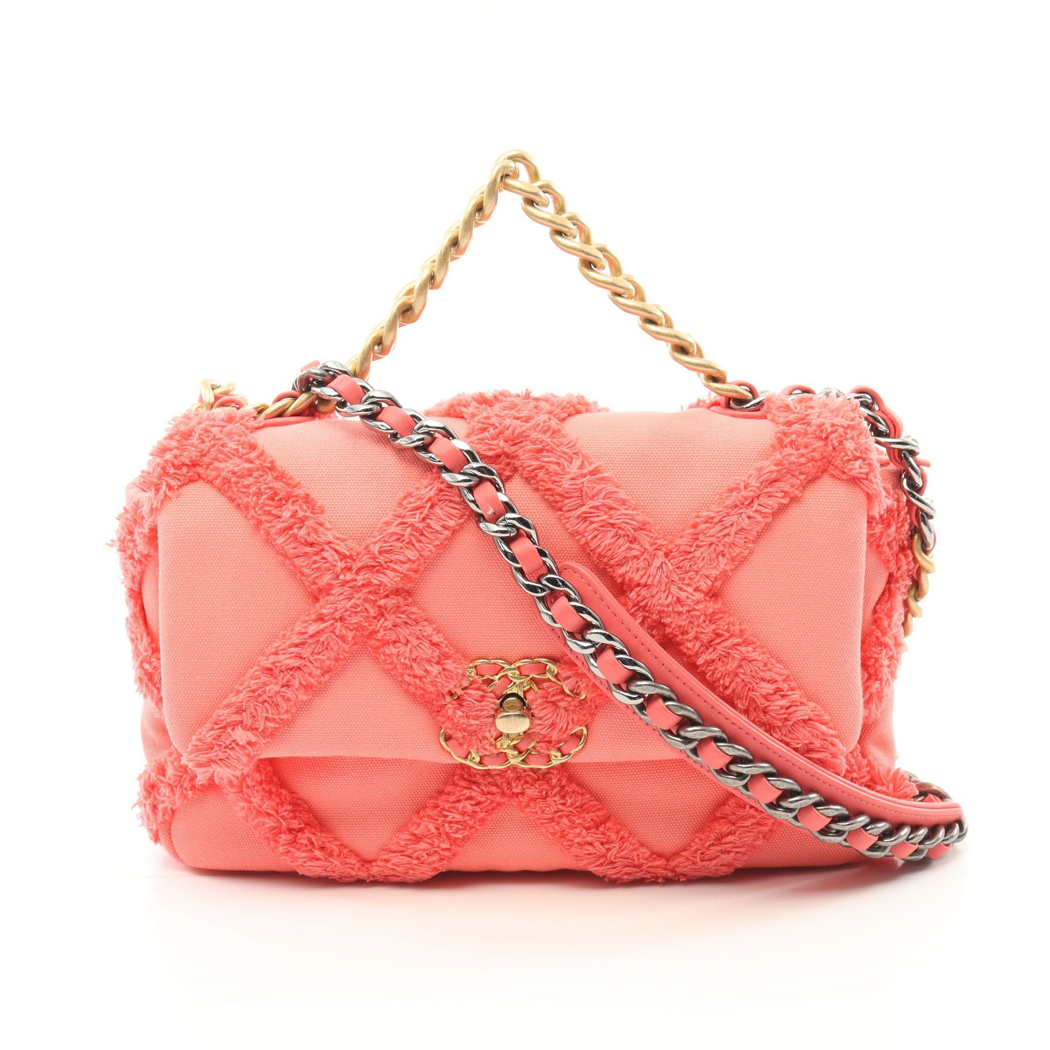 Chanel Chanel 19 Dizeneuf Matelasse Chain Shoulder Bag Canvas Coral Pink Combination Metal Fittings Size ONE SIZE - 1 Thumbnail