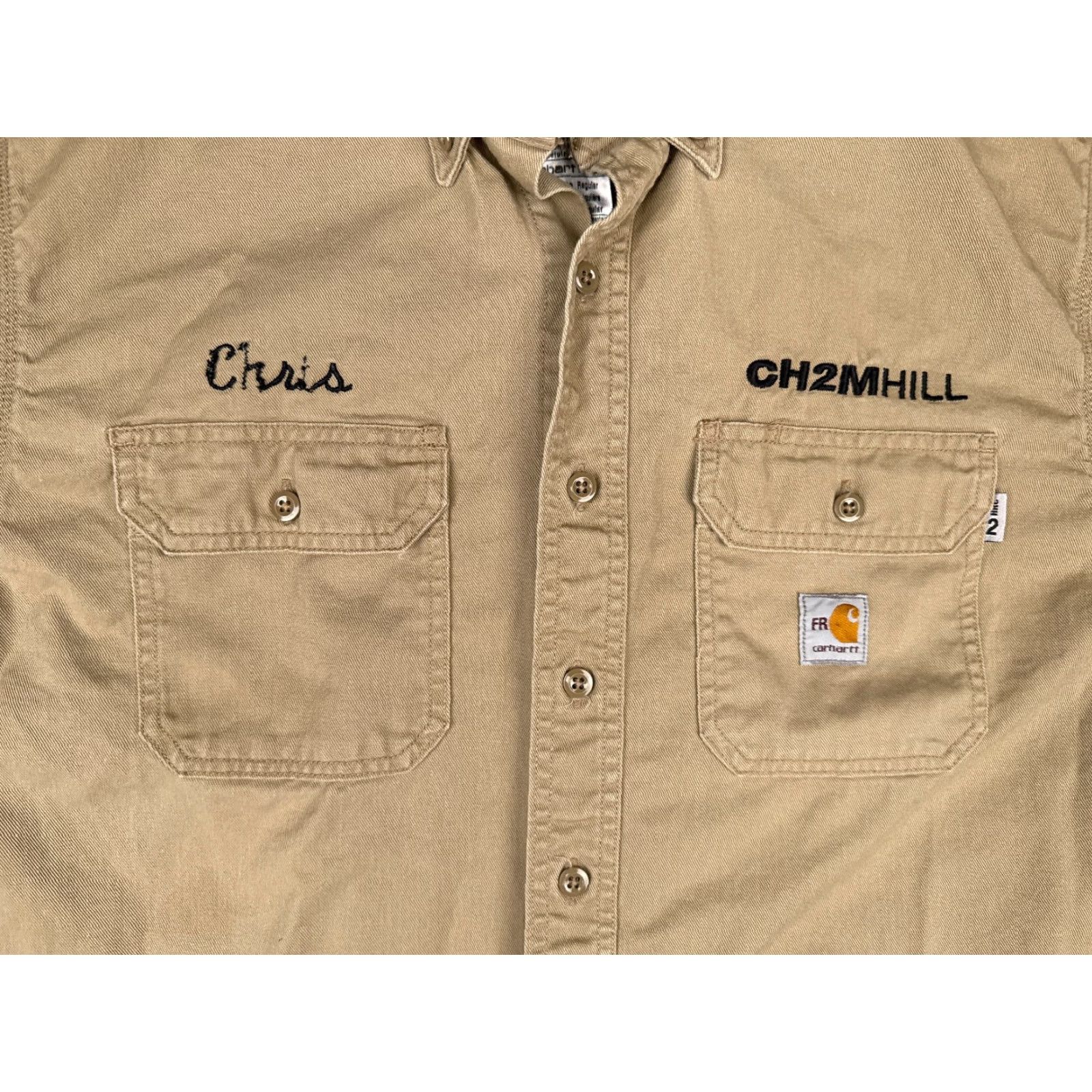 Carhartt Carhartt Shirt Men Large Beige Long Sleeve Button-Up Cotton Blend Fire Resistant Size US L / EU 52-54 / 3 - 6 Thumbnail