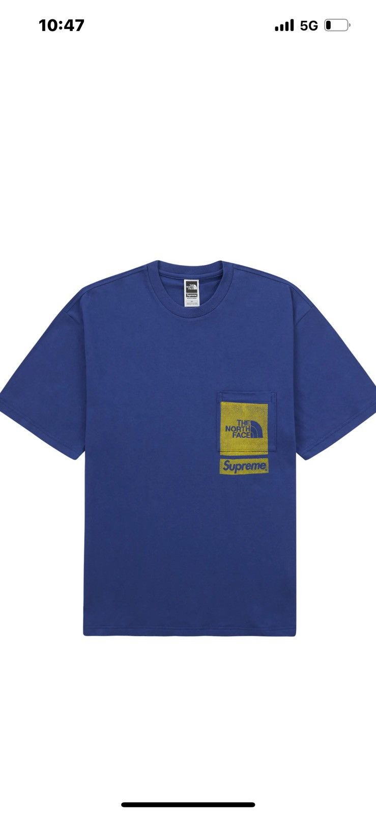 Image of Supreme x The North Face Printed Pocket Tee Navy, Men's (Size 2XL)