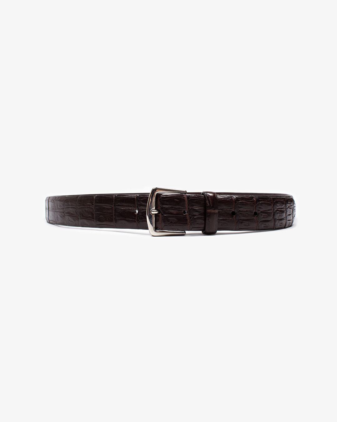 Loro Piana LORO PIANA BROWN CROCODILE BELT Size 46 - 1 Thumbnail
