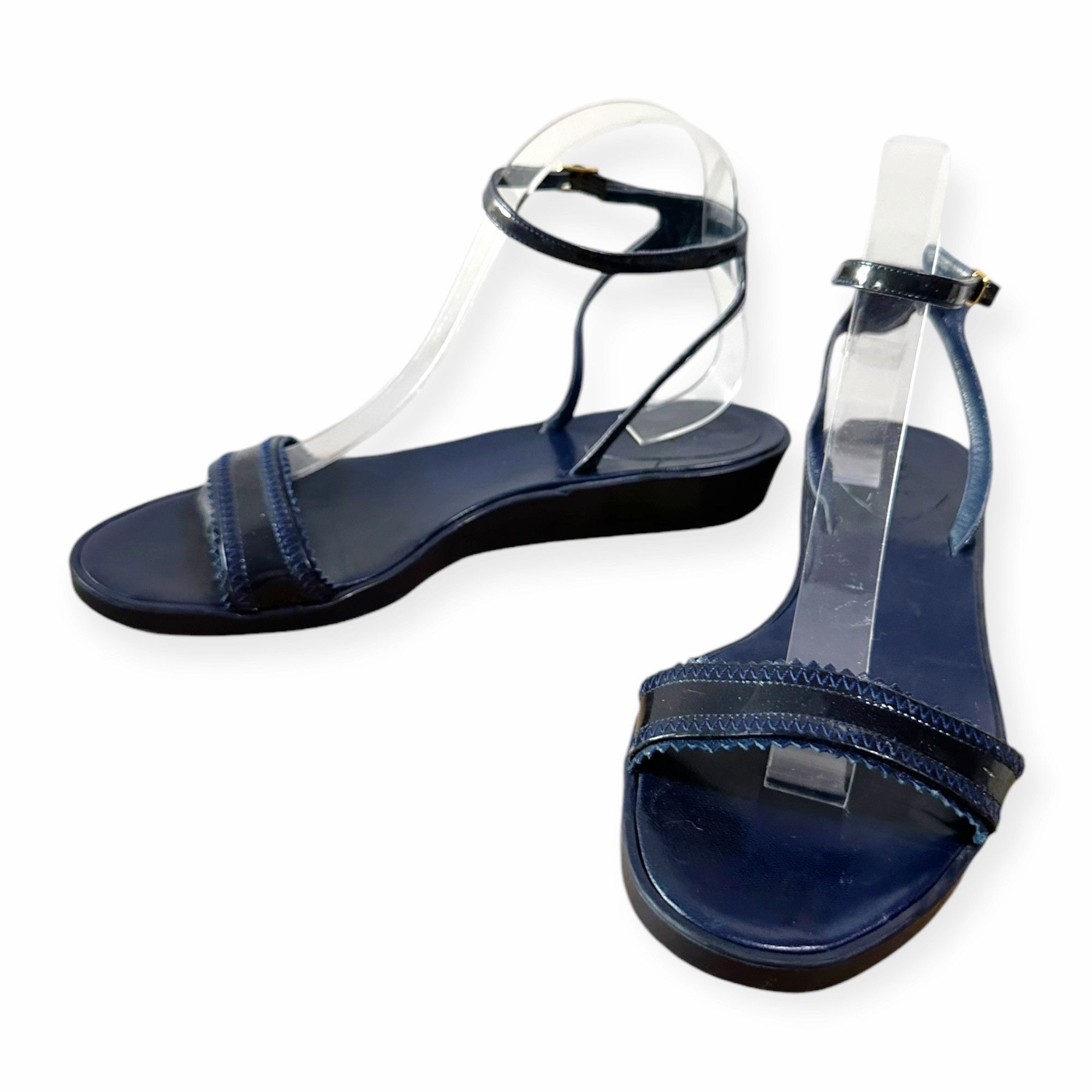 Chloe Chloe Rubber Wedge Ankle Strap Patent Sandals. Navy blue, Si Size US 8.5 / IT 38.5 - 13 Thumbnail