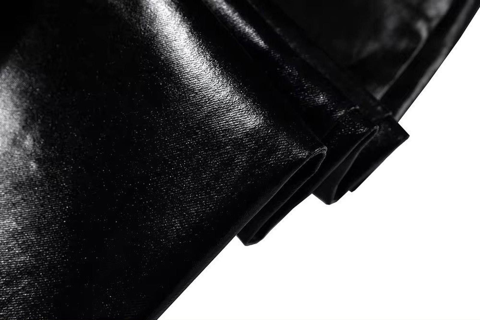 Japanese Brand Glossy Oversized Wide Leg Black Faux Leather Jeans Size US 32 / EU 48 - 9 Thumbnail