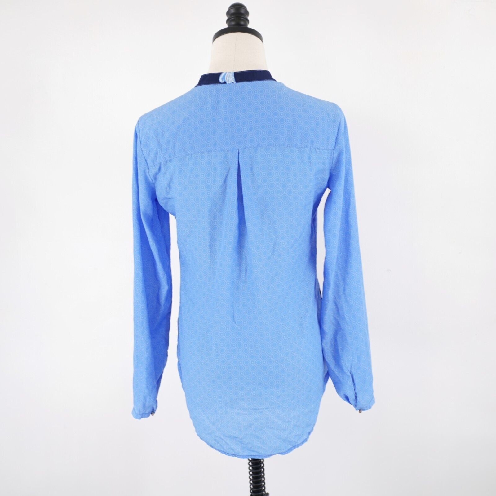 Designer New York & Company Blue Long Sleeve Lightweight Floral Blous Size XS / US 0-2 / IT 36-38 - 6 Thumbnail