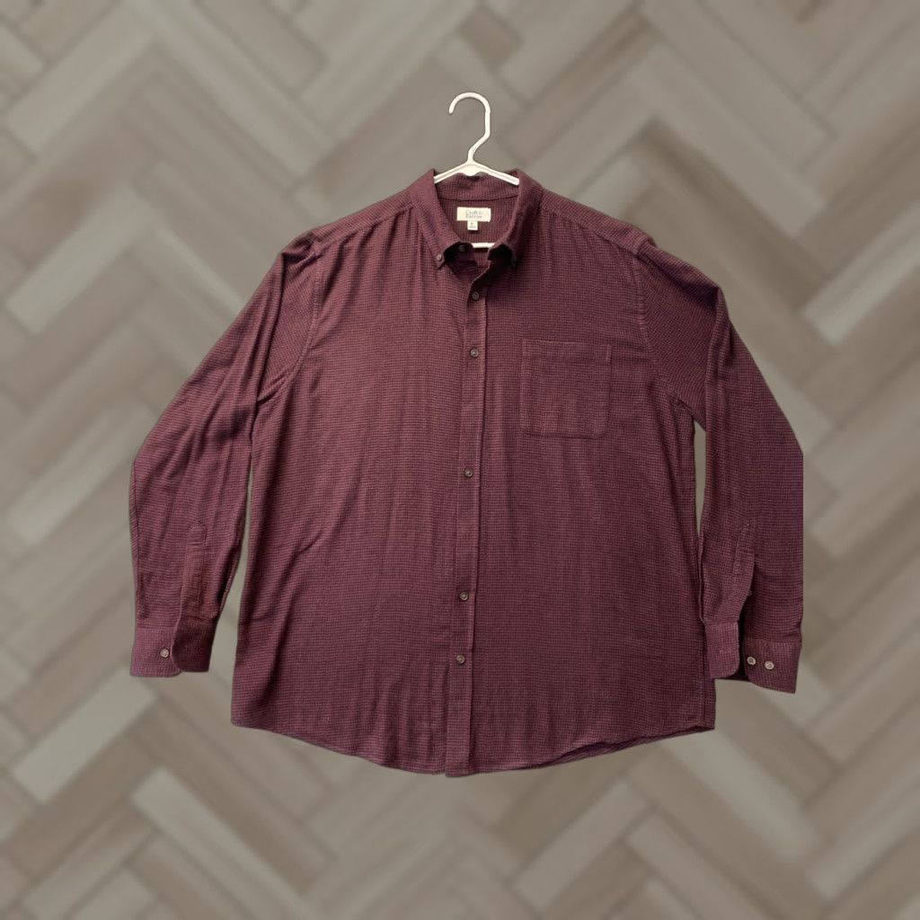 Croft & Barrow Croft Barrow Button-Up Shirt Mens XL Maroon Check Long Sleeve Casual Size US XL / EU 56 / 4 - 1 Thumbnail
