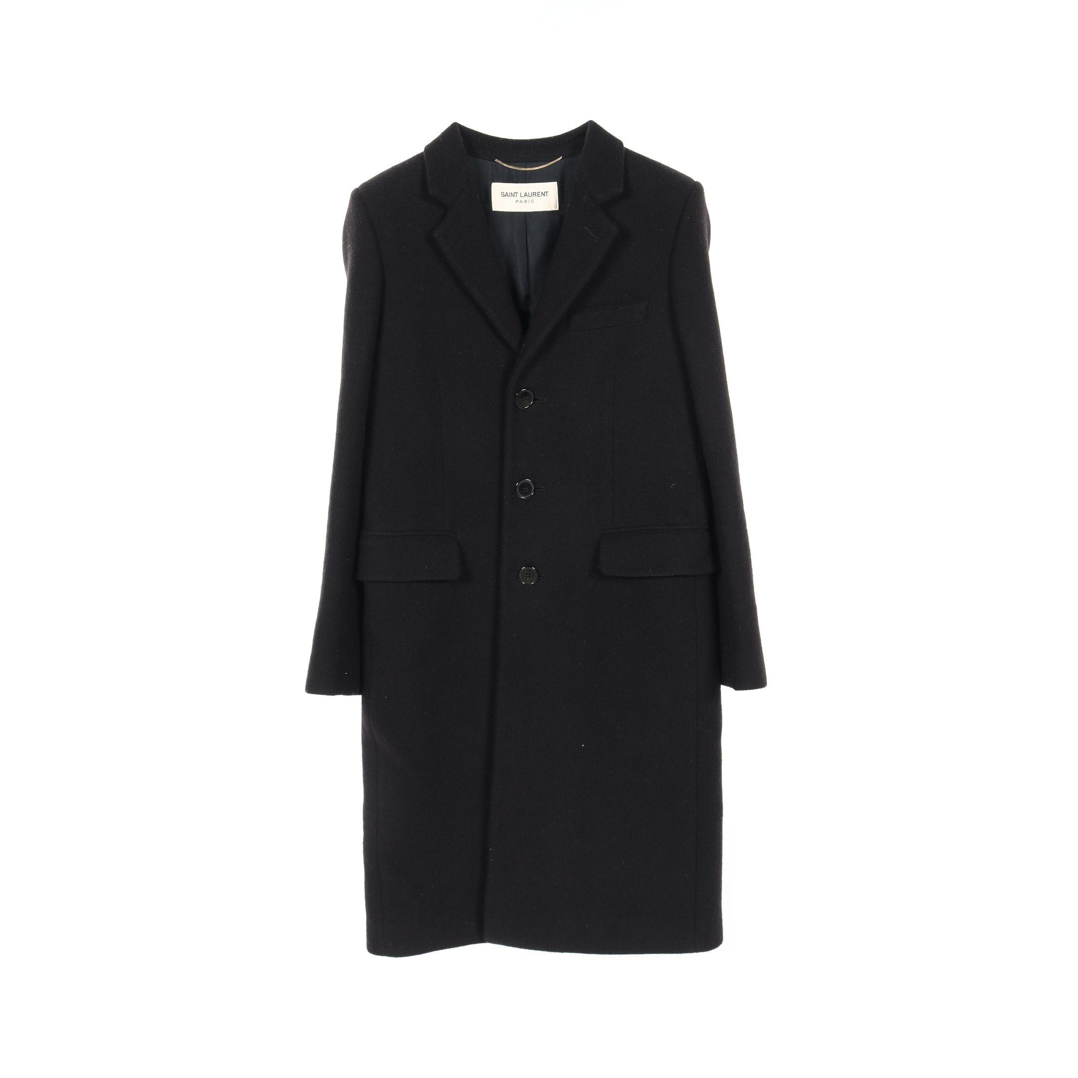Yves Saint Laurent Yves Saint Laurent Chester Coat Wool Angola Fiber Black Size ONE SIZE - 1 Thumbnail