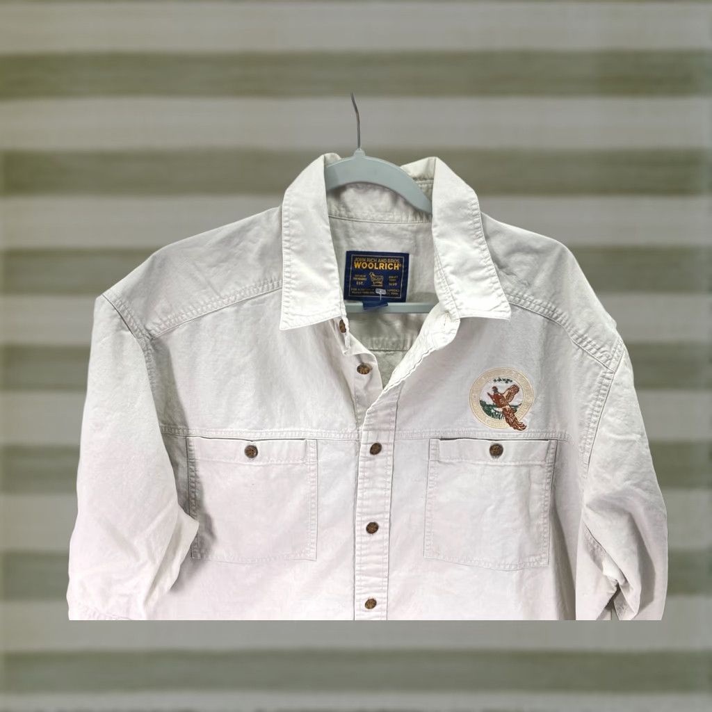 Vintage Woolrich Joshua Creek Ranch Shirt Men 2XL Beige Button-Up Embroidered Bird Logo Size US XXL / EU 58 / 5 - 1 Thumbnail