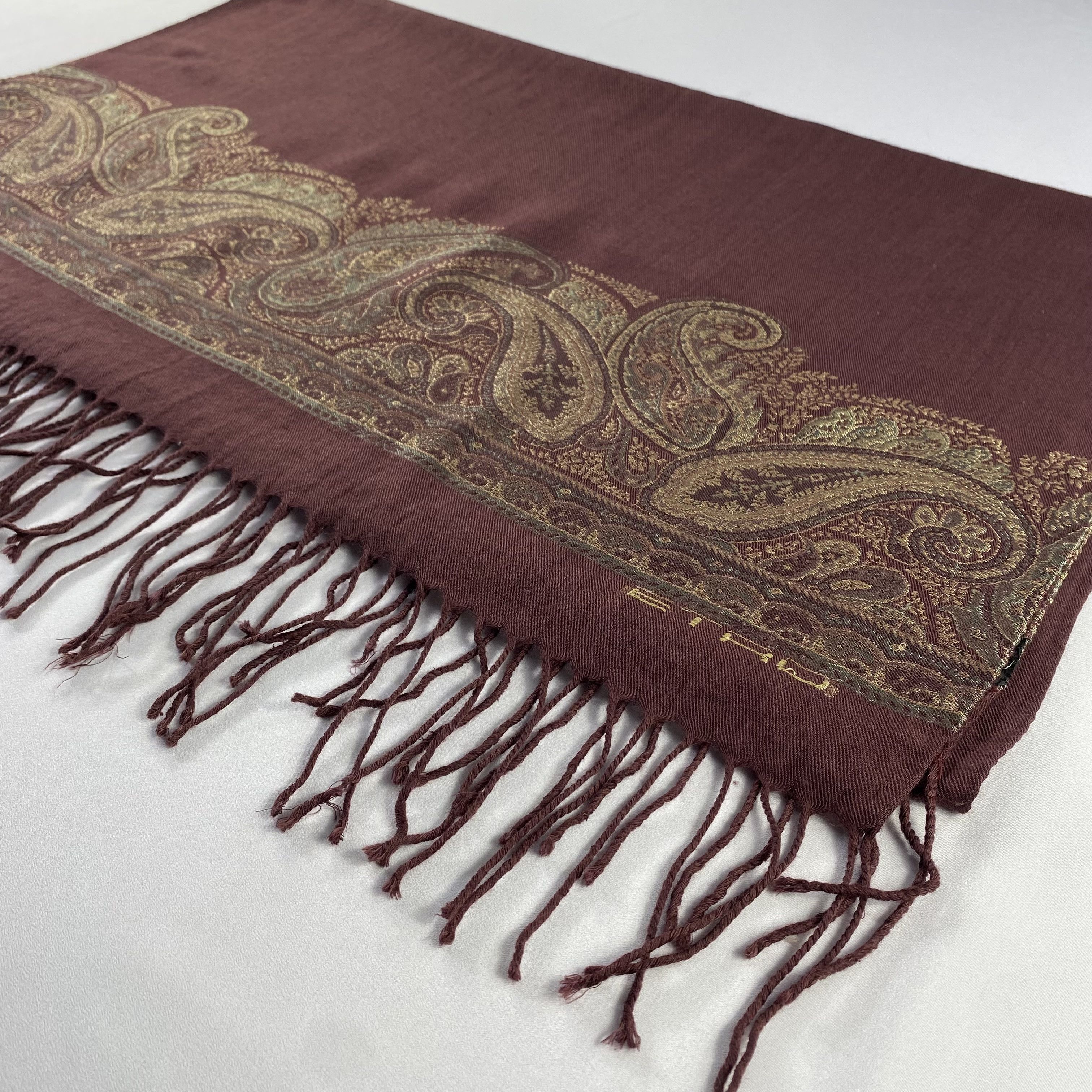 Etro Etro Burgundy Paisley Shawl - Wool Cashmere Silk Blend Size ONE SIZE - 7 Thumbnail