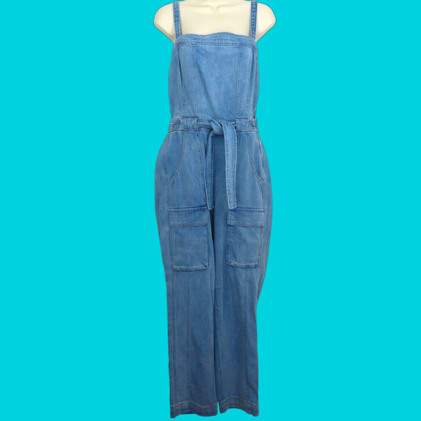 Free People Free People JumpSuit Womens Small Go West Denim Utility Mirage Blue OB1160882 Size 28" / US 6 / IT 42 - 1 Thumbnail