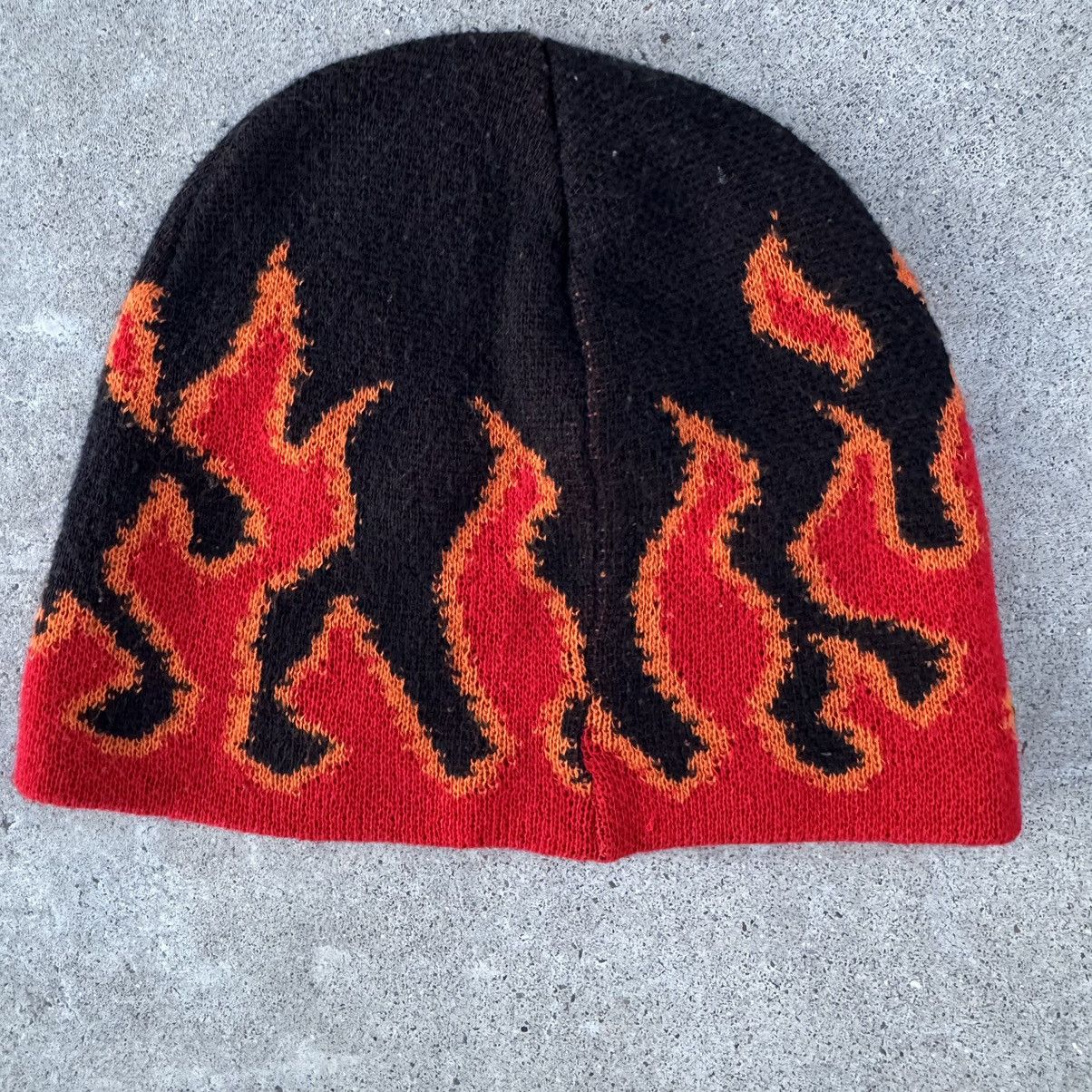Harley Davidson × JNCO Vintage 90s Made In USA Fire Flame Skull Cap Skater Beanie Size ONE SIZE - 5 Thumbnail