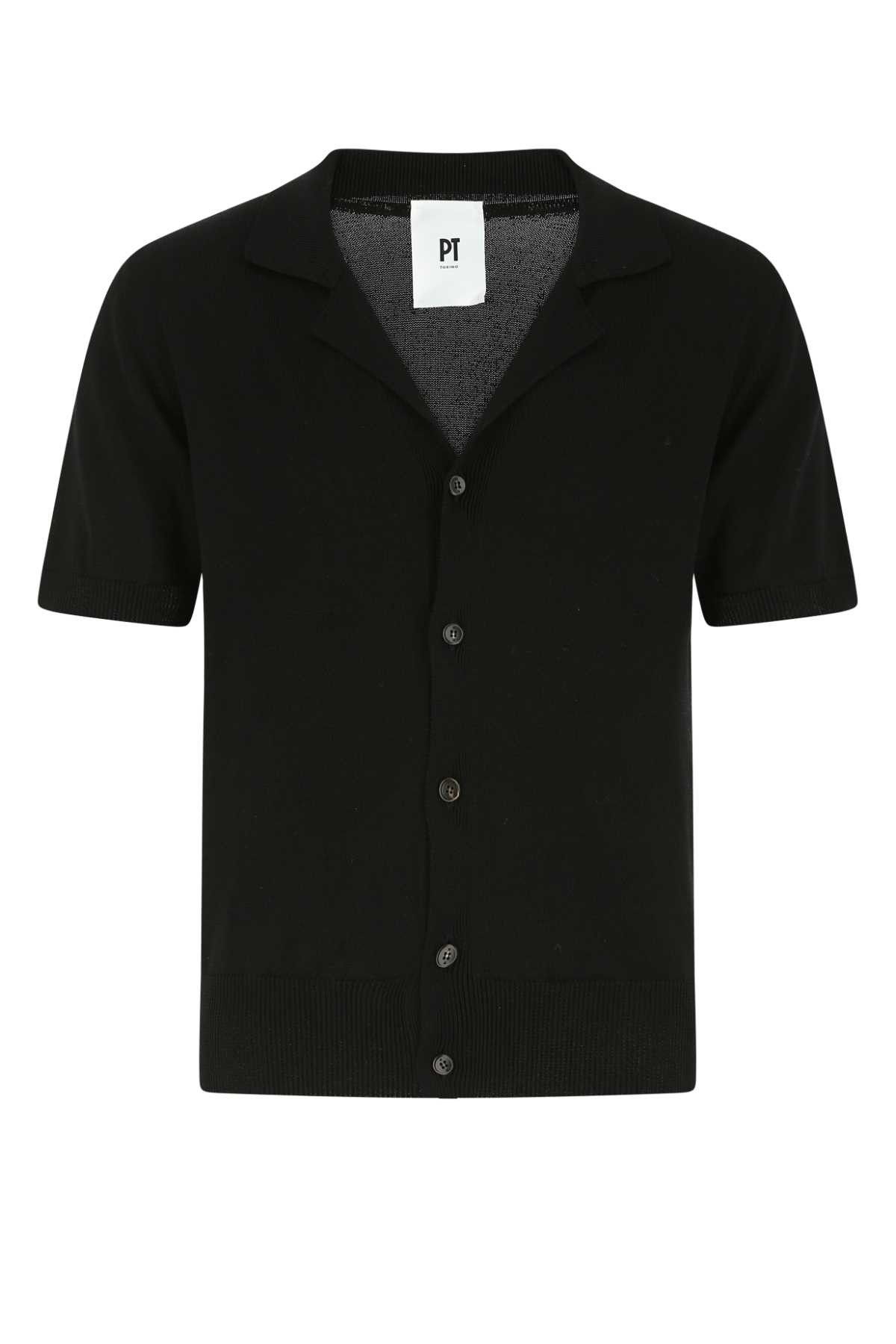 image of Pt Torino Black Cotton Blend Cardigan, Men's (Size XL)