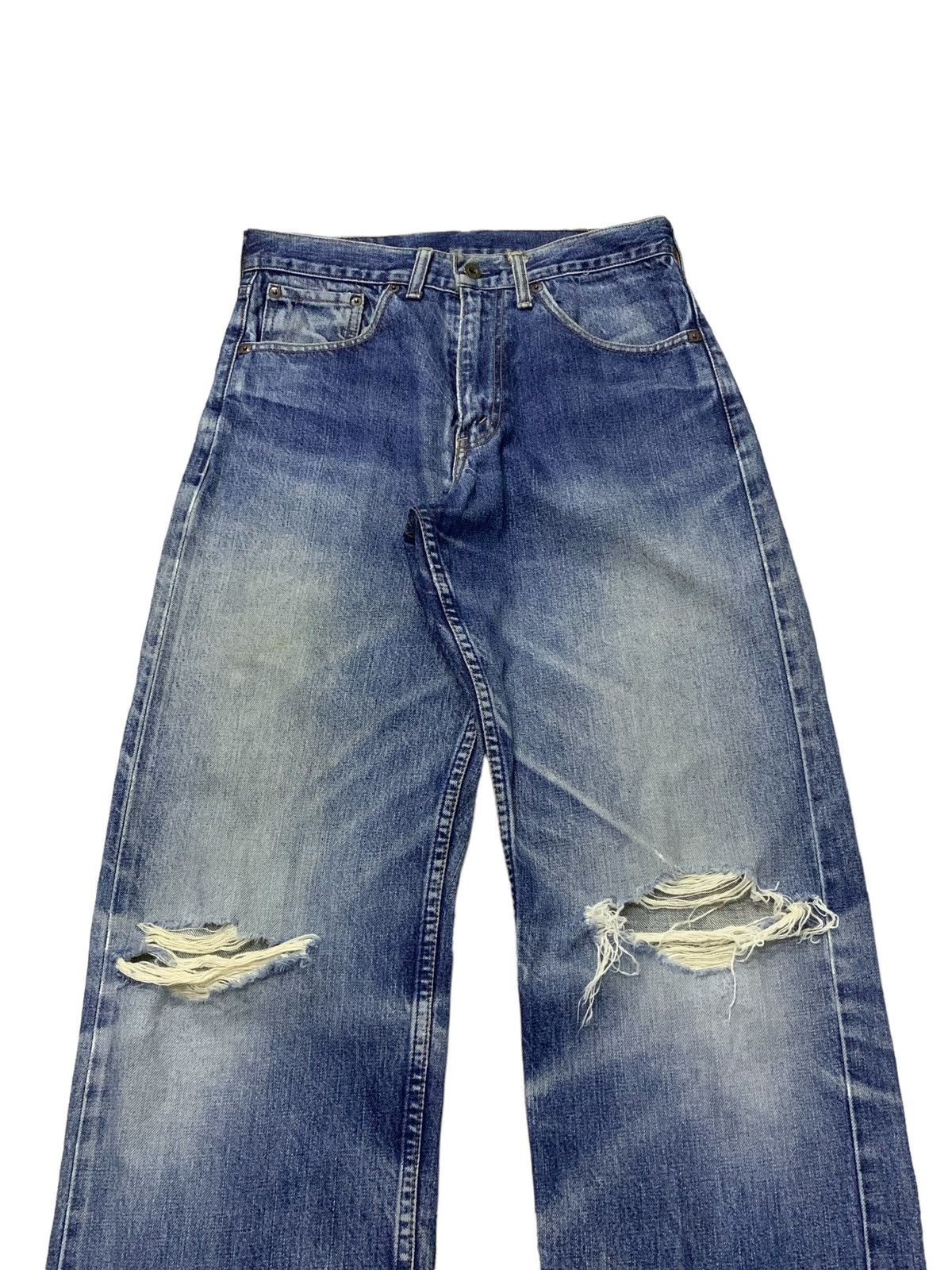 Levi's × Vintage Vintage Levis 504 Selvedge Baggy Cut Distressed Jeans Size US 30 / EU 46 - 4 Thumbnail