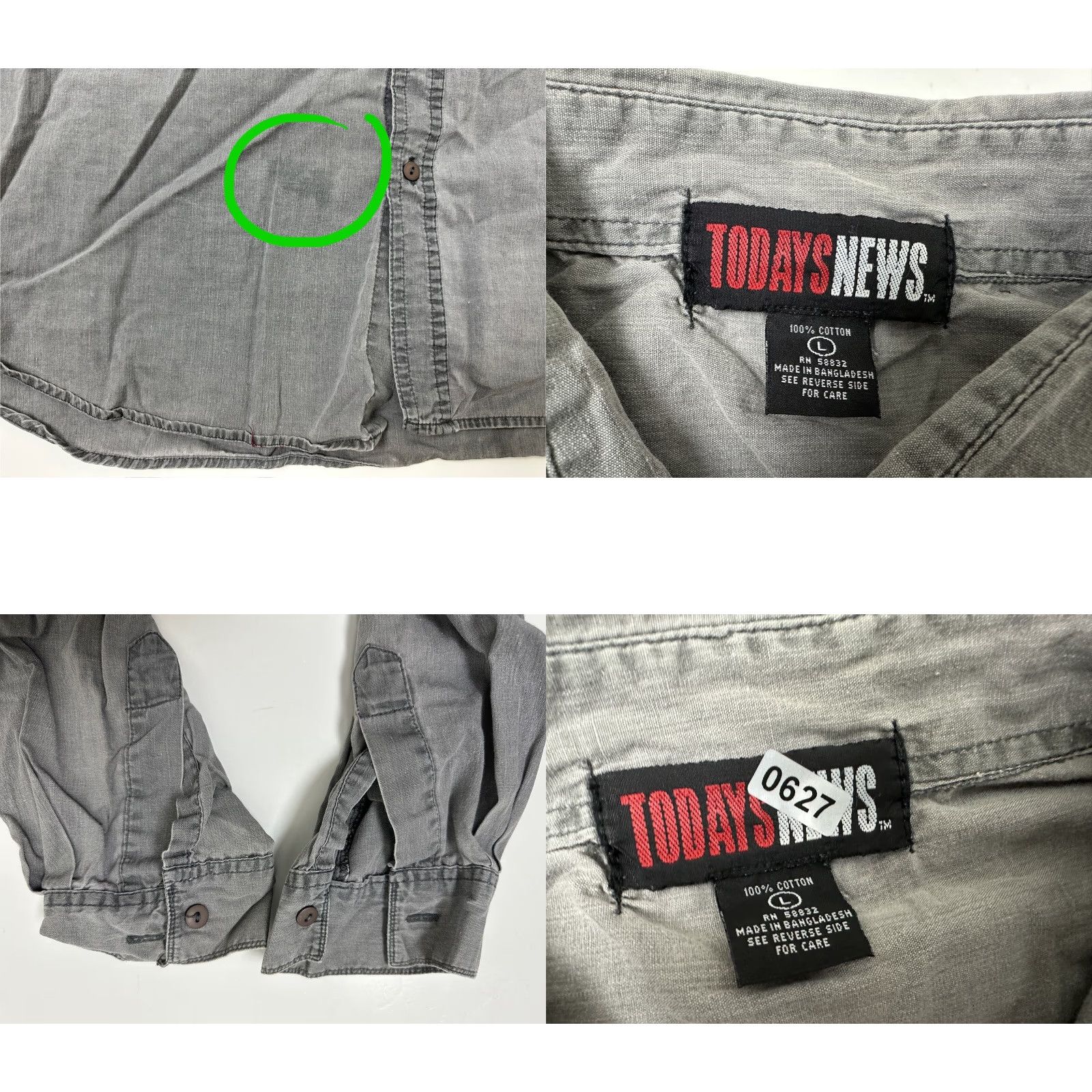 Vintage VINTAGE Todays News Shirt Men L Gray Garment Dyed Cotton Button-Up 80s 90s Casual, Grunge, Hipster Mens Size US L / EU 52-54 / 3 - 9 Thumbnail