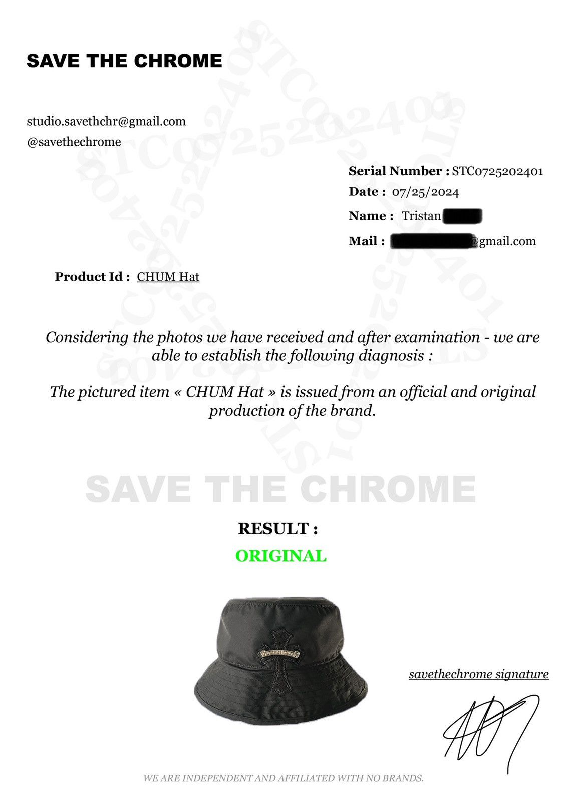 Chrome Hearts Chrome Hearts Bucket Hat Cross Patch (Size L) Size ONE SIZE - 9 Thumbnail