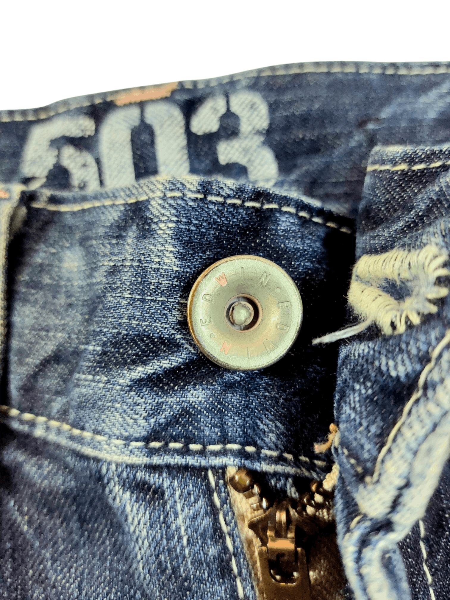 Edwin × Japanese Brand Flare Edwin 503 Blue Trip Buckle Back Denim Size 28" / US 6 / IT 42 - 18 Thumbnail