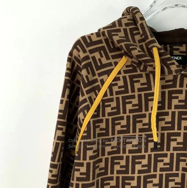 Fendi Fendi Brown Cotton Women's Hoodie . Size L / US 10 / IT 46 - 3 Thumbnail