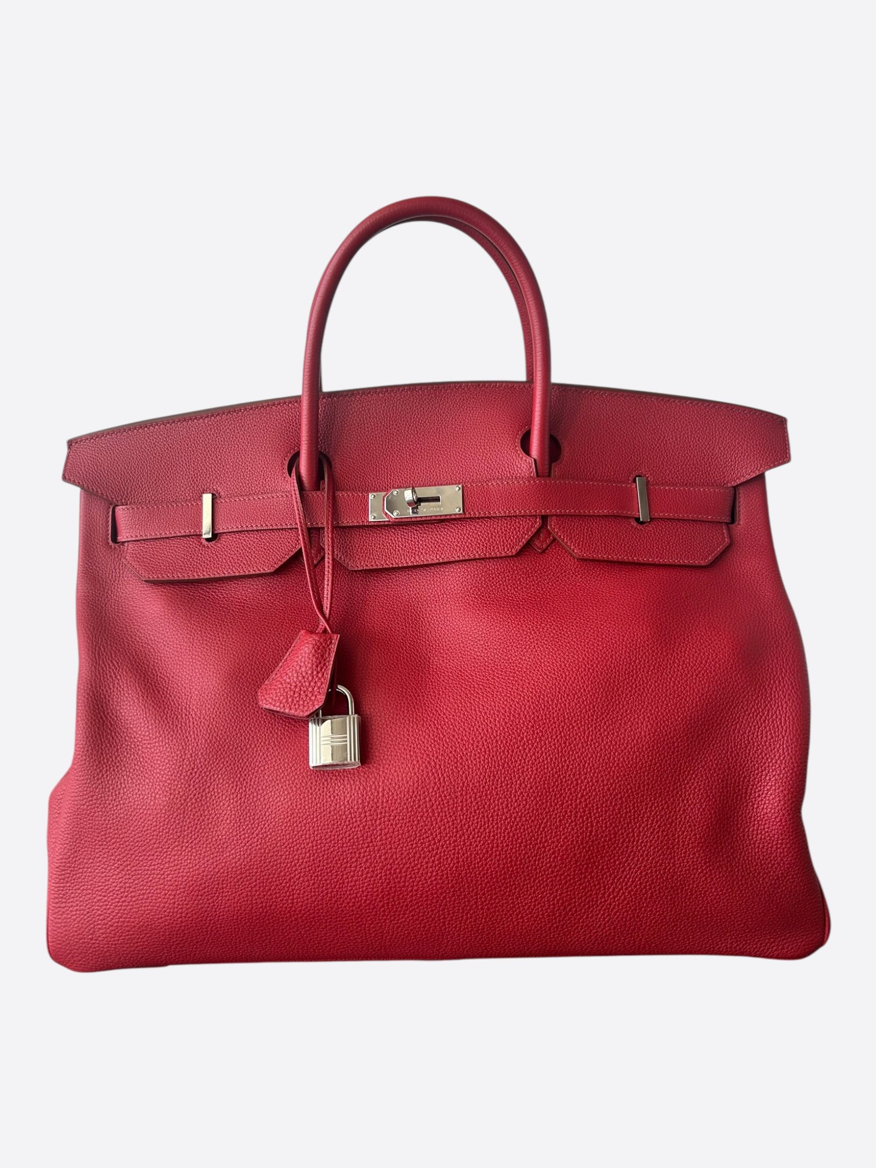 Hermes Hermes Red Togo & Palladium Hardware HAC Birkin 50 Size ONE SIZE - 1 Thumbnail