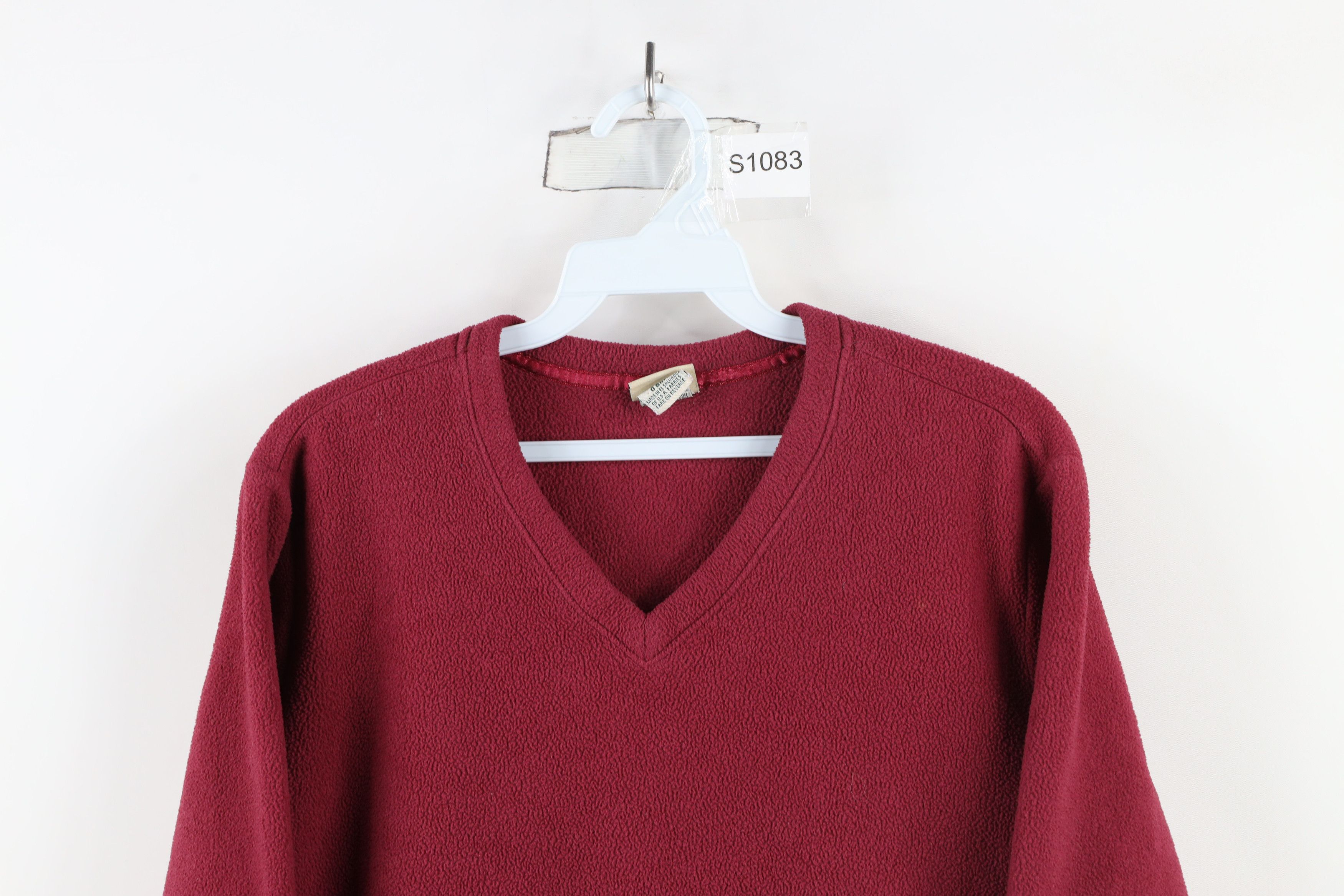 L.L. Bean × Vintage Vintage LL Bean Blank Fleece V-Neck Sweater Berry Red Size L / US 10 / IT 46 - 2 Thumbnail