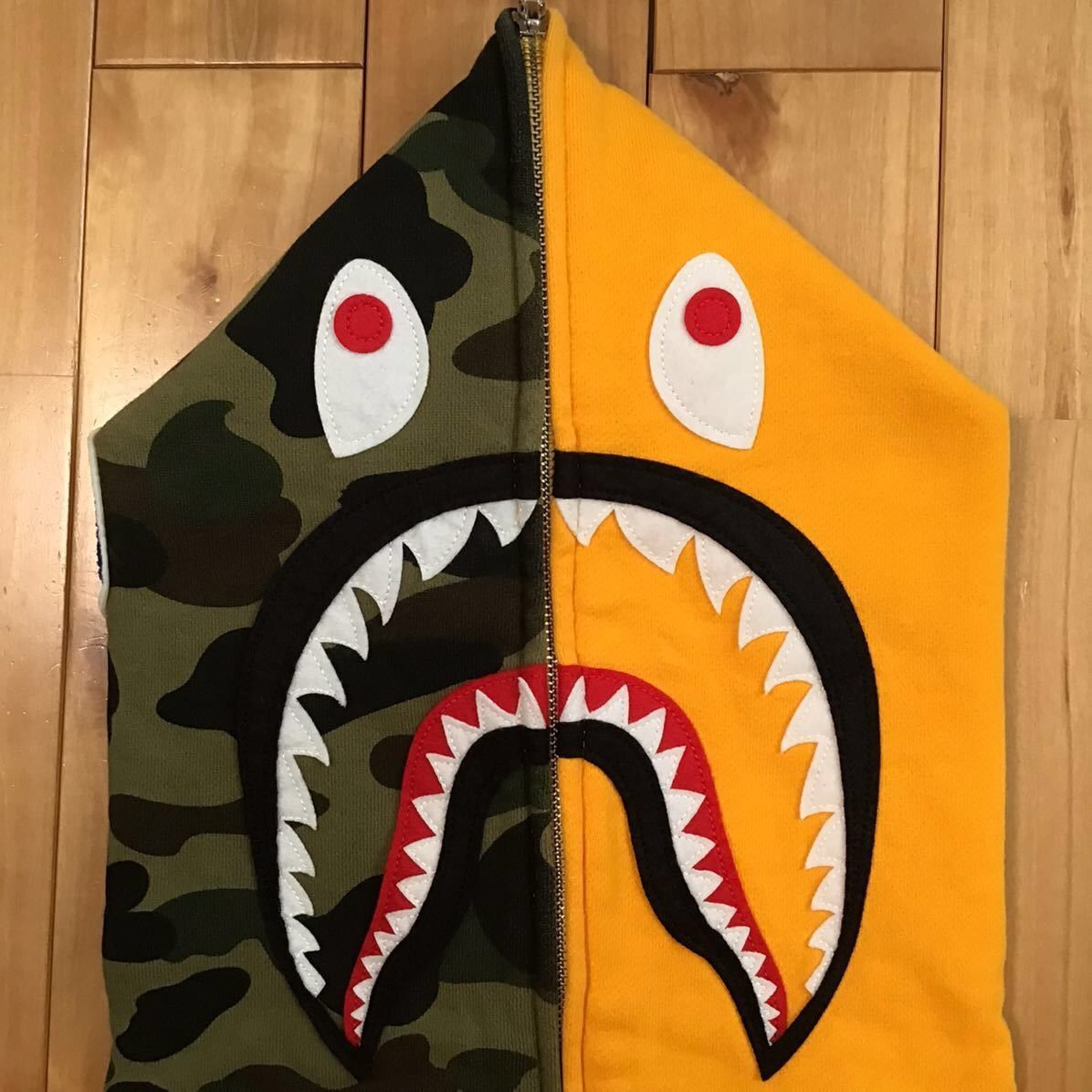 Bape BAPE Shark full zip hoodie 1st camo green x orange APE Size US L / EU 52-54 / 3 - 3 Thumbnail