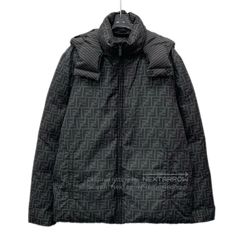Fendi Fendi Gray logo letter all-over print hooded zip-up revers Size US M / EU 48-50 / 2 - 1 Thumbnail