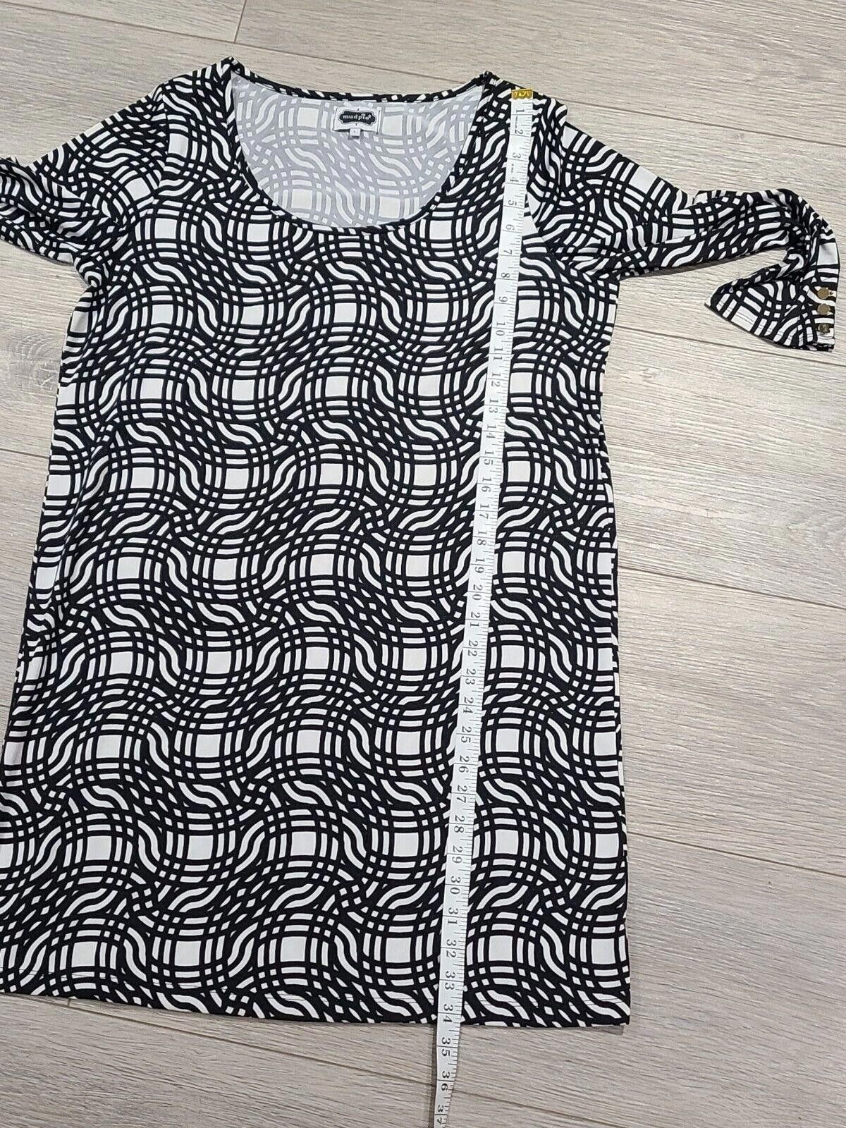 Designer Mudpie Dress Large Black White Stretch Sheath 3/4 Sleeve Size L / US 10 / IT 46 - 6 Thumbnail