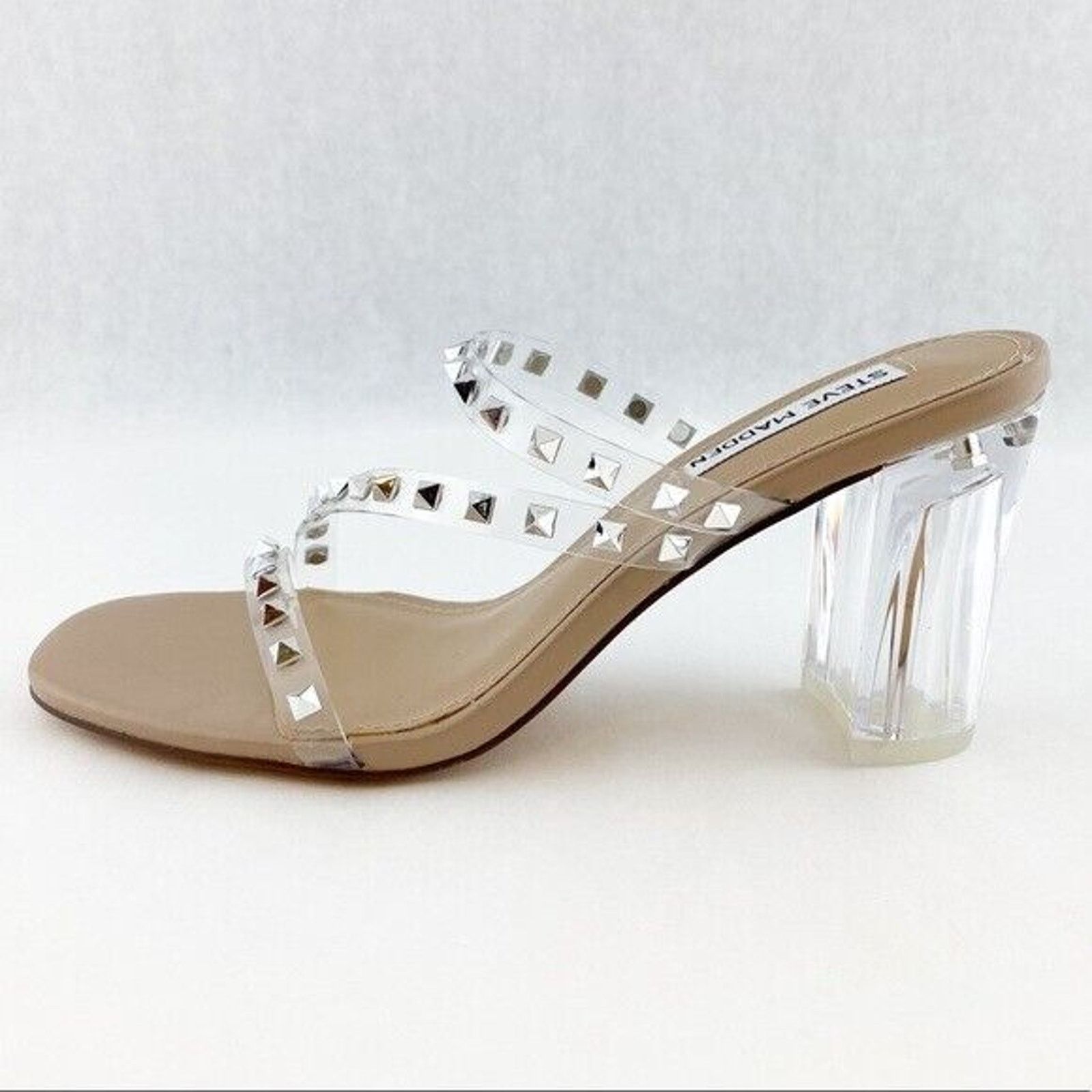 Steve Madden Steve Madden Lucite Cone Heel Clear Silver Stud Sandal 9 Size US 9 / IT 39 - 6 Thumbnail