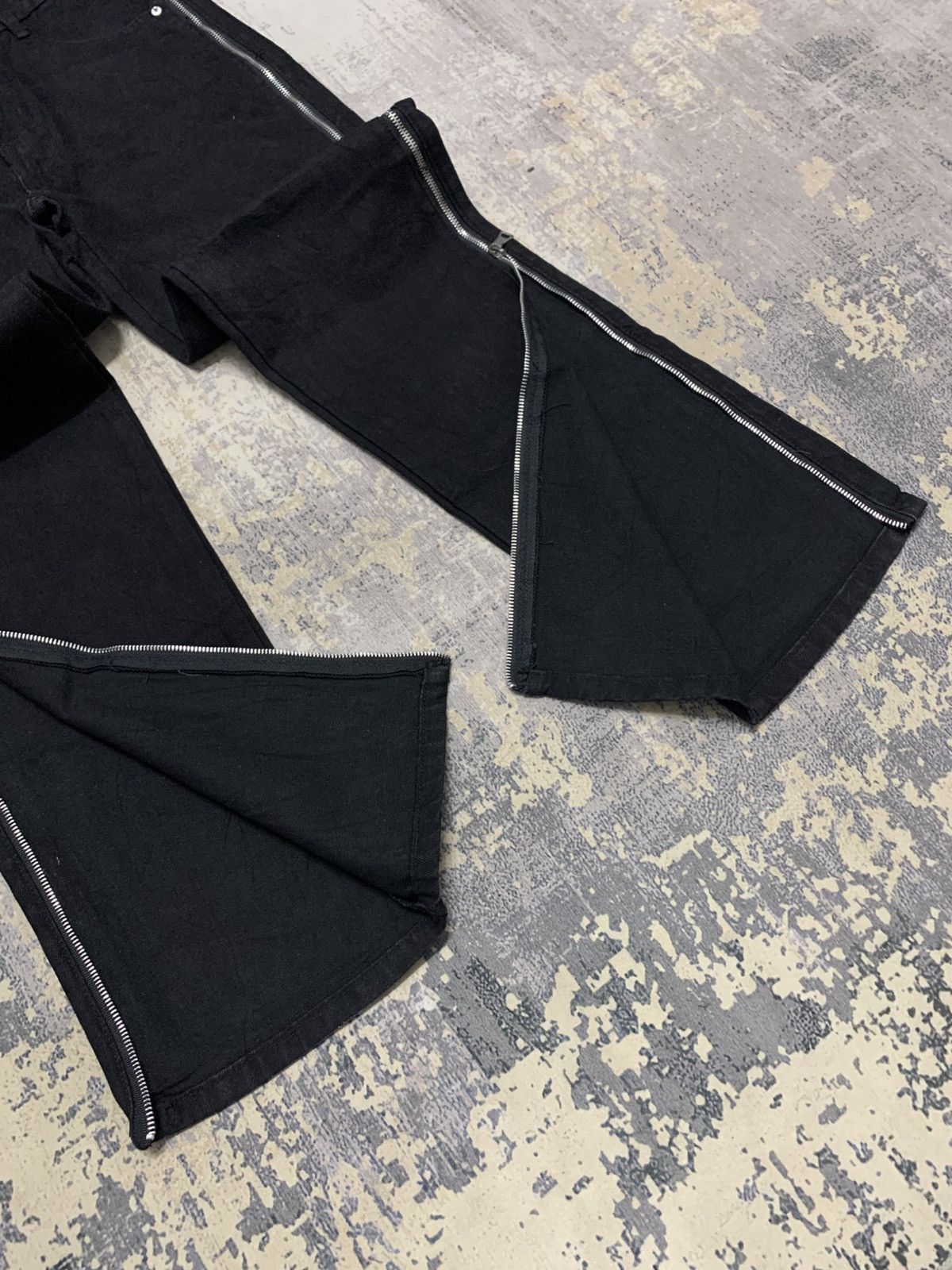 If Six Was Nine Y2K Fashion Zipper Black Flared Jeans Pant Size US 31 - 6 Thumbnail