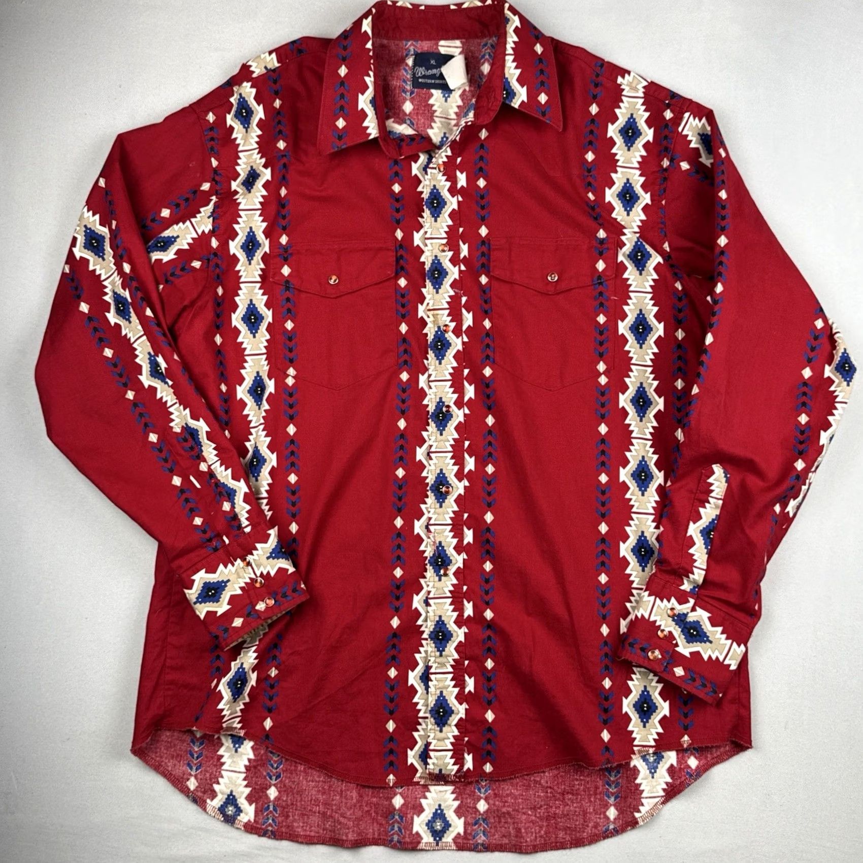 Wrangler VINTAGE Wrangler Western Shirt XL Red Aztec Southwest Pearl Snap USA Style Shirt Men XL Red Aztec Western Pearls Gathered Pockets Size US XL / EU 56 / 4 - 2 Thumbnail
