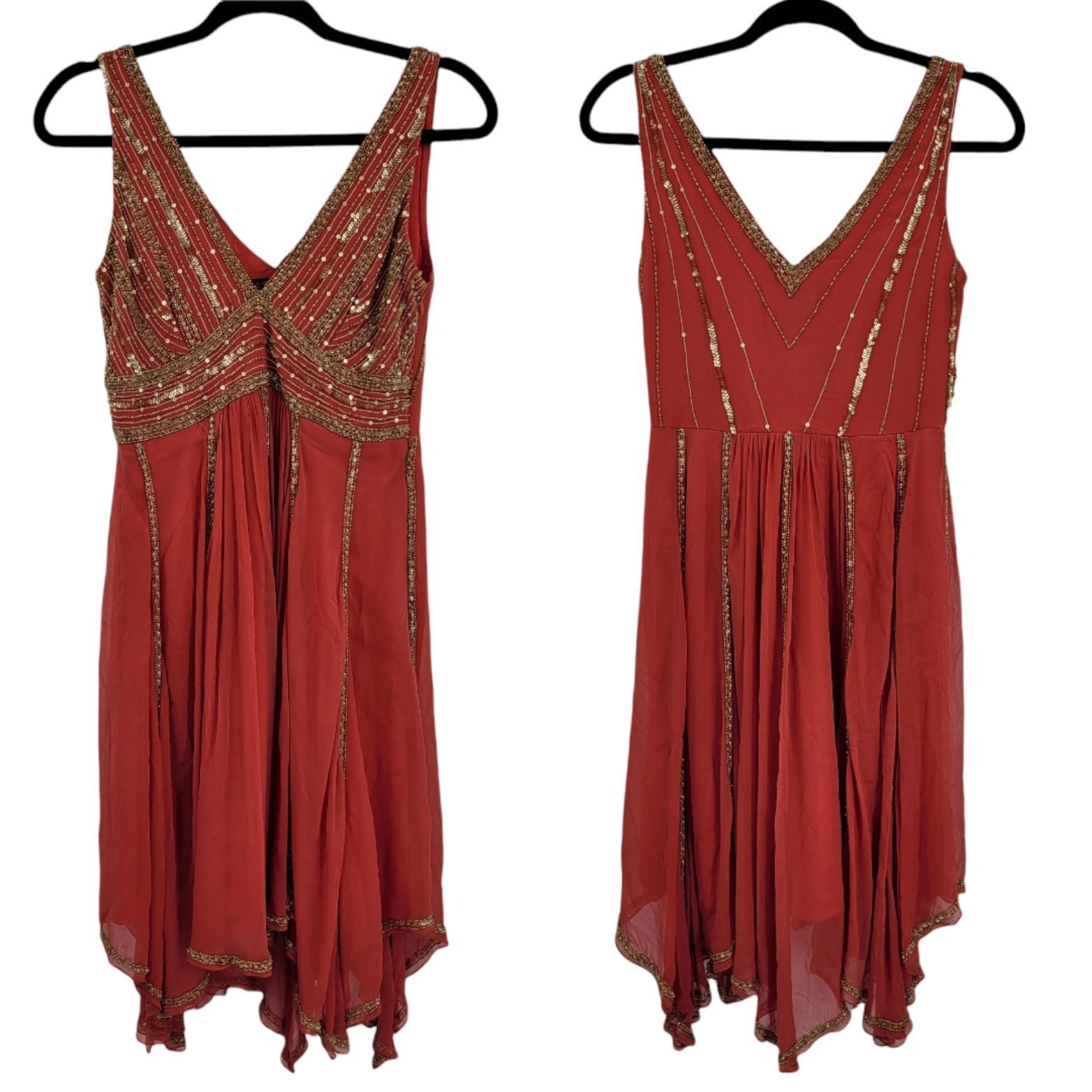 Adrianna Papell 90's Adrianna Papell Silk Mini Dress Sz 4 Bollywood Beaded S Size S / US 4 / IT 40 - 11 Thumbnail